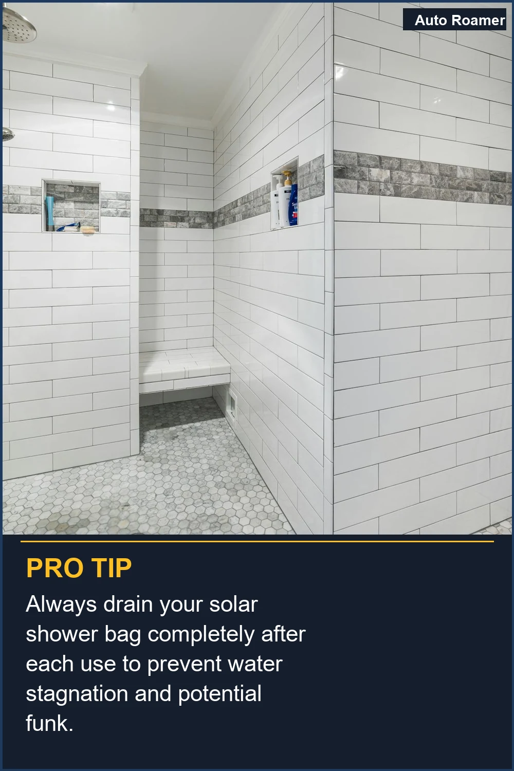 Always drain your solar shower bag completely after each use to prevent water stagnation and potential funk.
