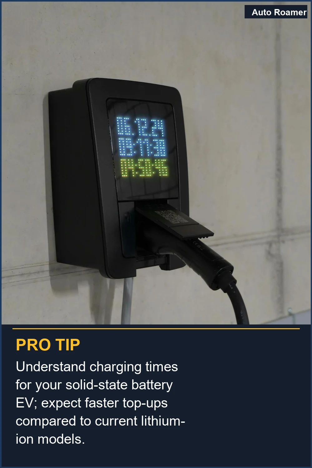 Comprende los tiempos de carga de tu vehículo eléctrico con batería de estado sólido; espera cargas más rápidas en comparación con los modelos actuales de ion de litio.