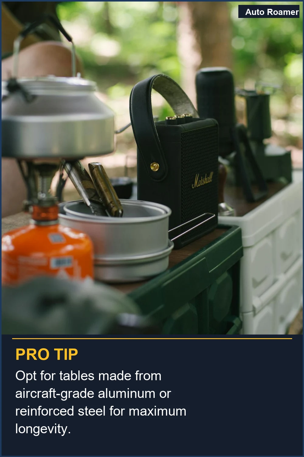 Opt for tables made from aircraft-grade aluminum or reinforced steel for maximum longevity.