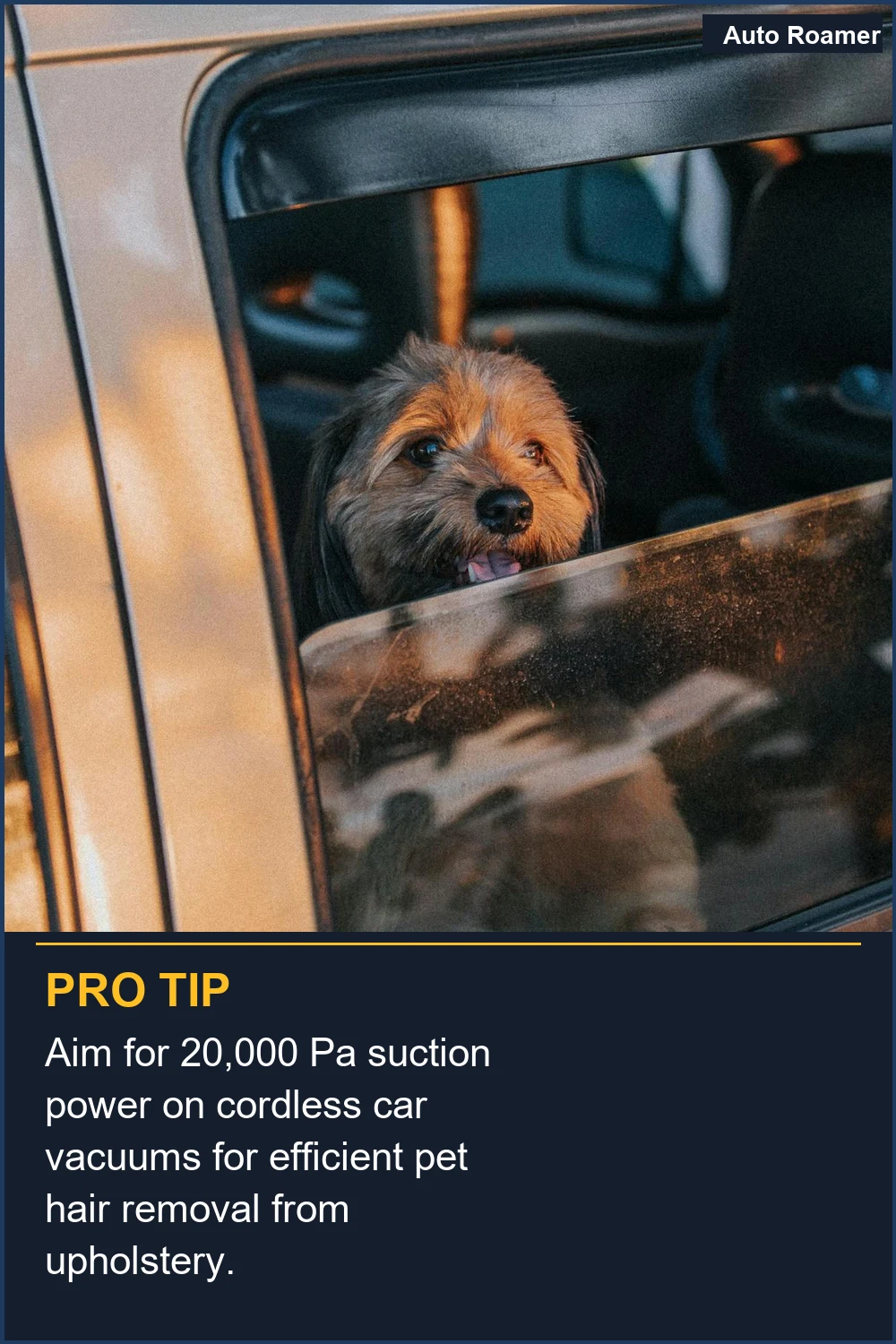 Aim for 20,000 Pa suction power on cordless car vacuums for efficient pet hair removal from upholstery.