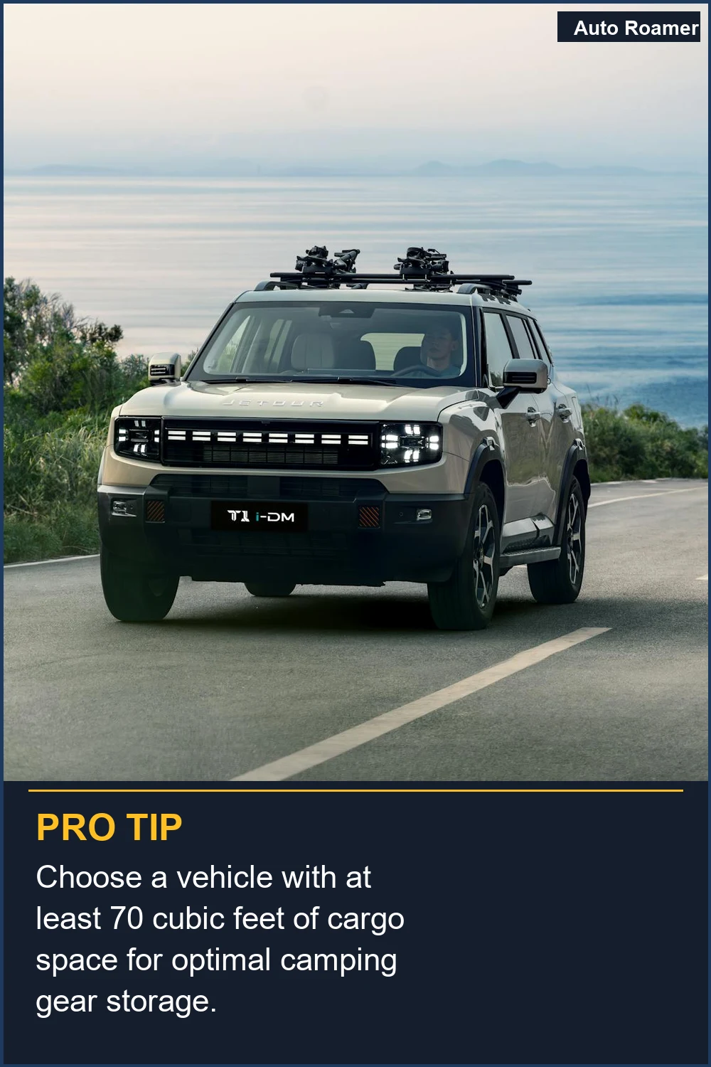 Choose a vehicle with at least 70 cubic feet of cargo space for optimal camping gear storage.