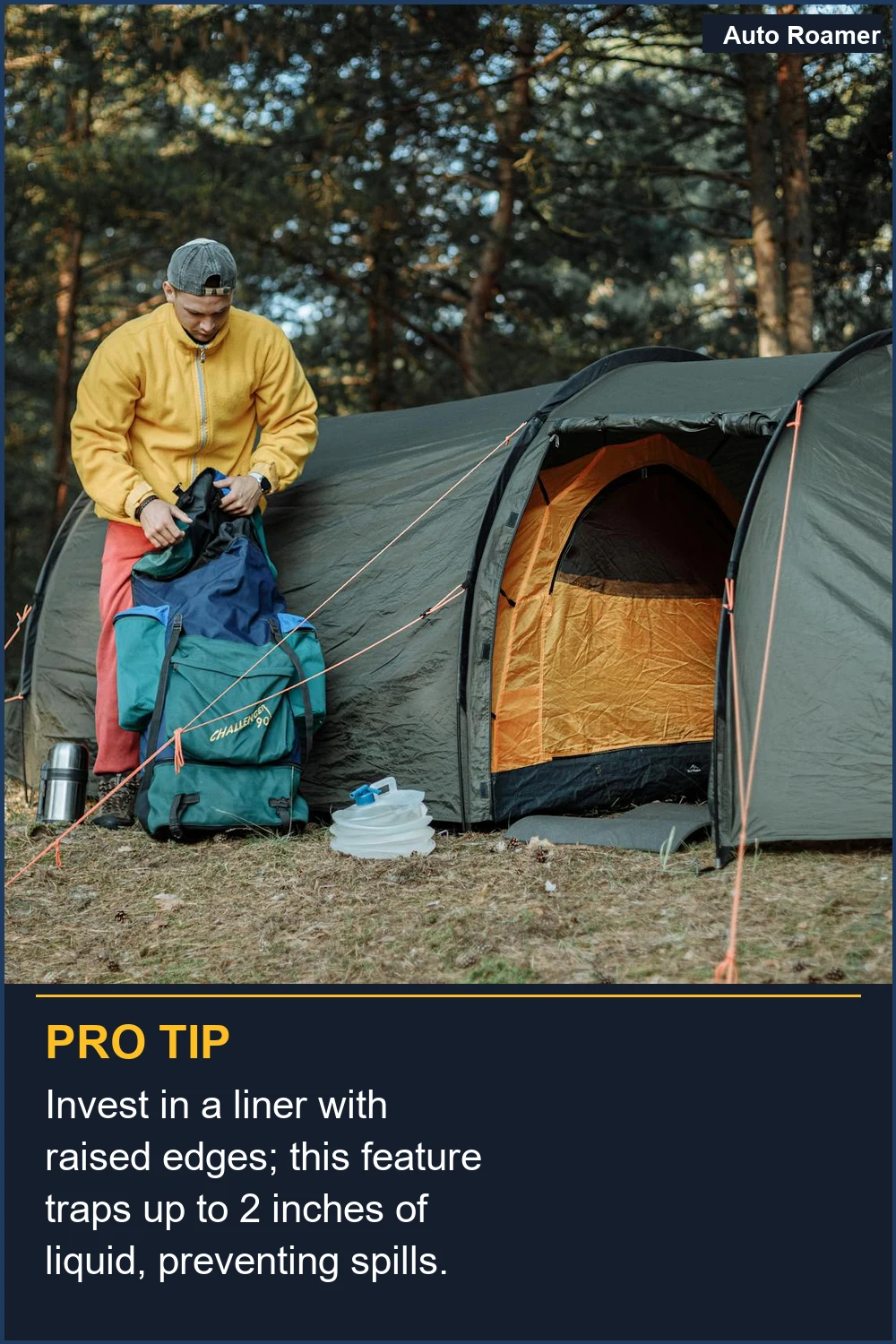 Invest in a liner with raised edges; this feature traps up to 2 inches of liquid, preventing spills.