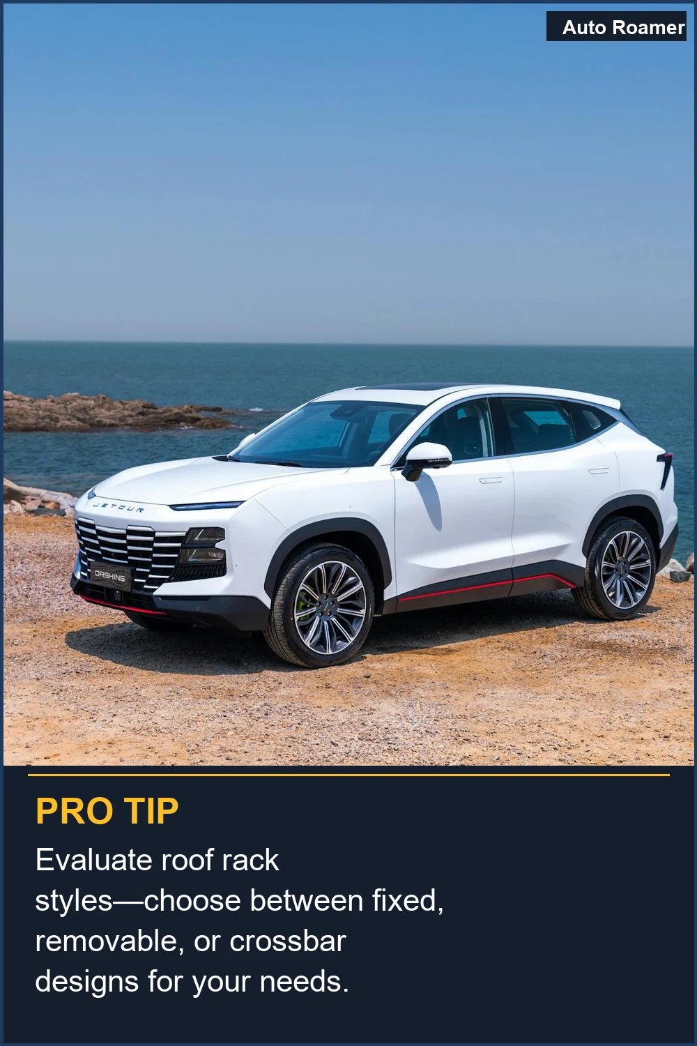 Evaluate roof rack styles--choose between fixed, removable, or crossbar designs for your needs.