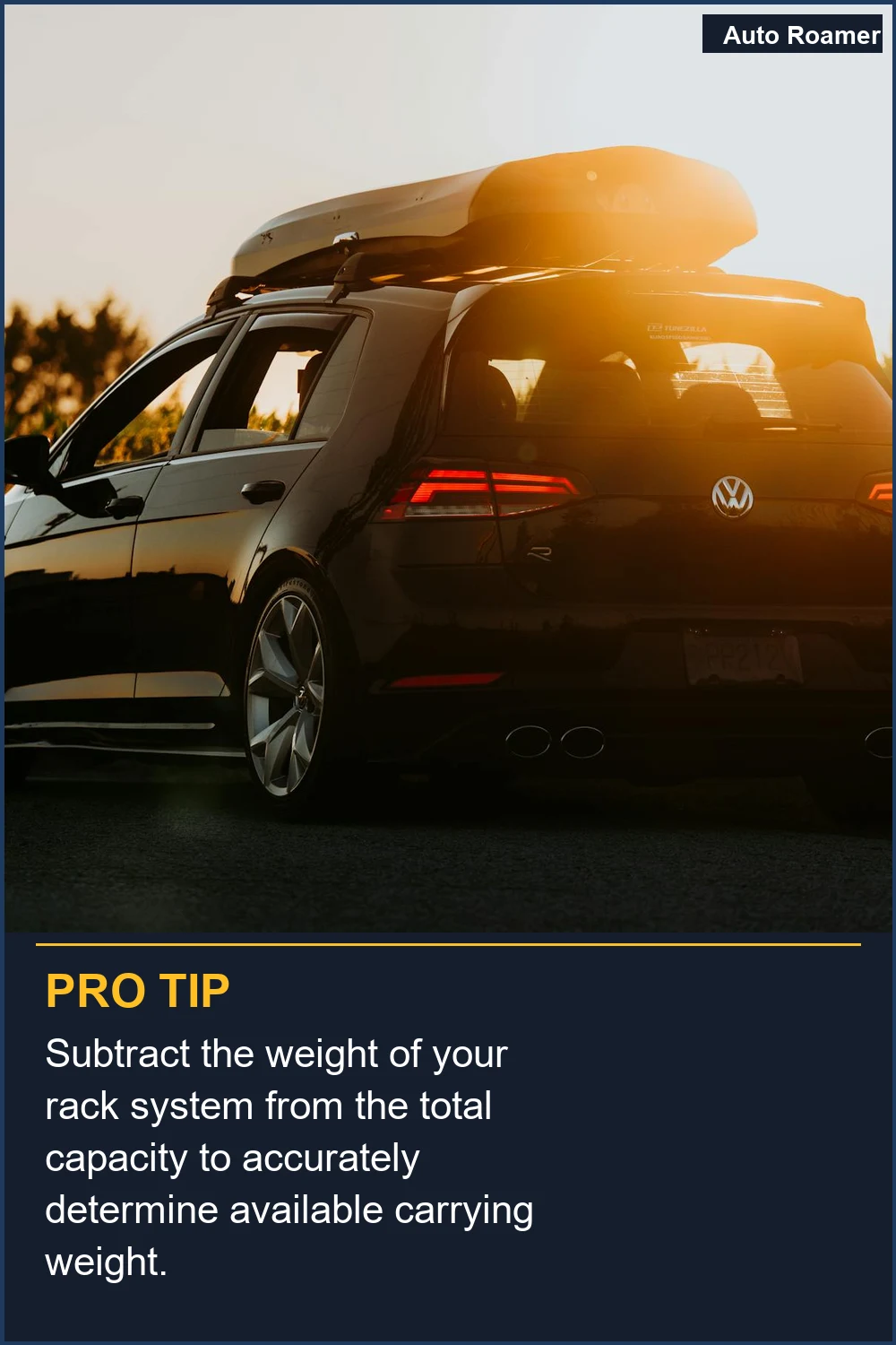 Subtract the weight of your rack system from the total capacity to accurately determine available carrying weight.