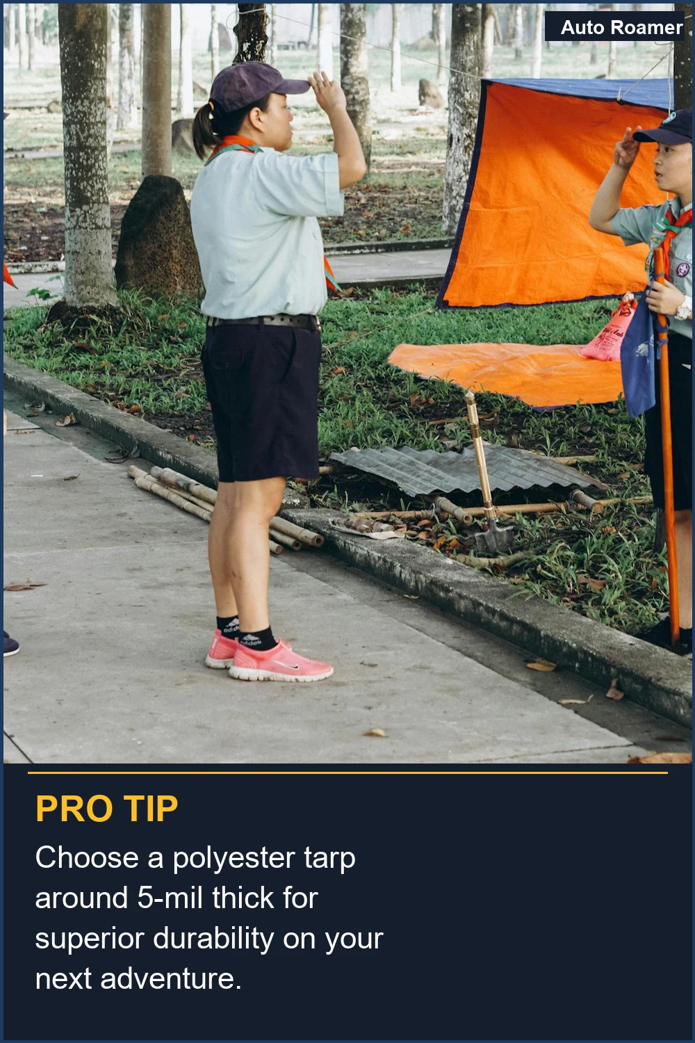 Choose a polyester tarp around 5-mil thick for superior durability on your next adventure.