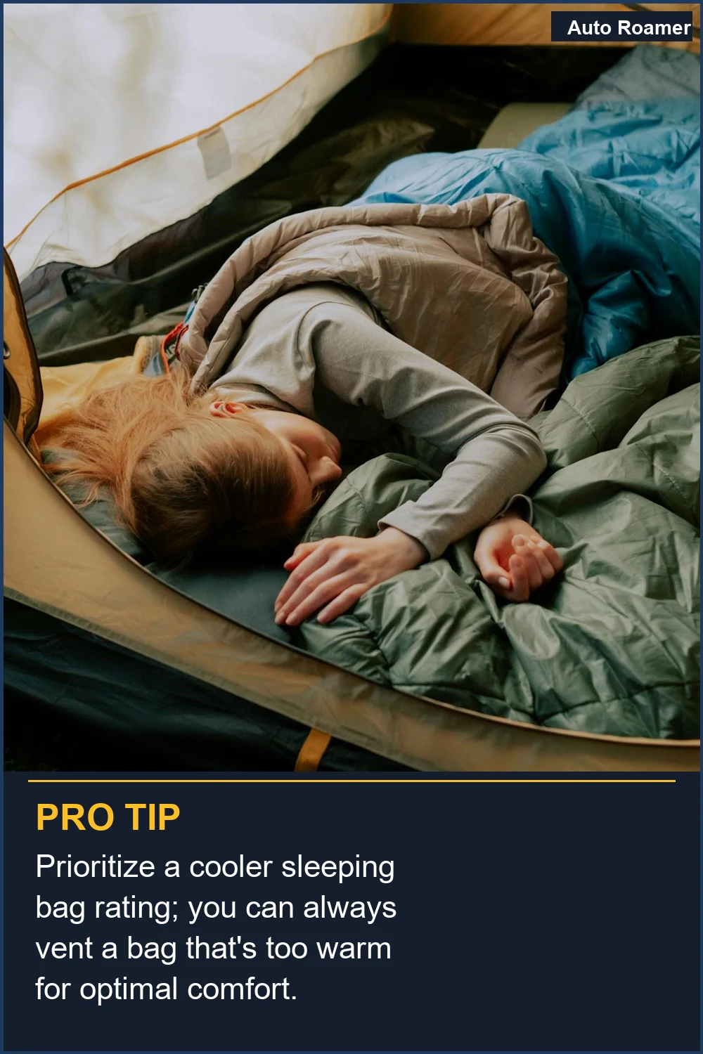 Prioritize a cooler sleeping bag rating; you can always vent a bag that's too warm for optimal comfort.