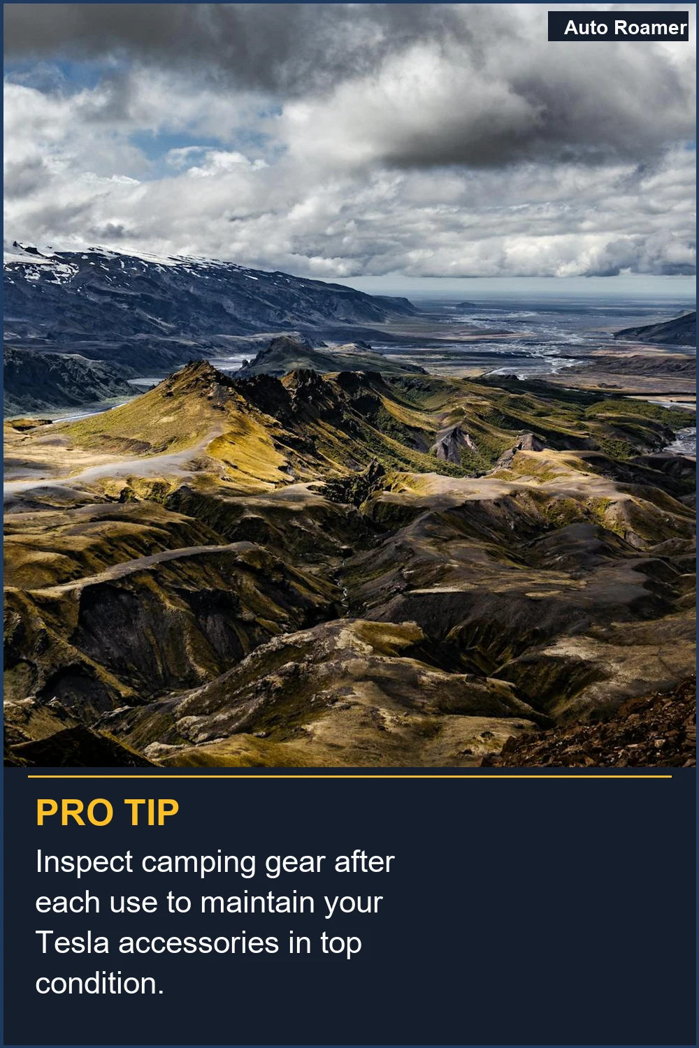 Inspect camping gear after each use to maintain your Tesla accessories in top condition.