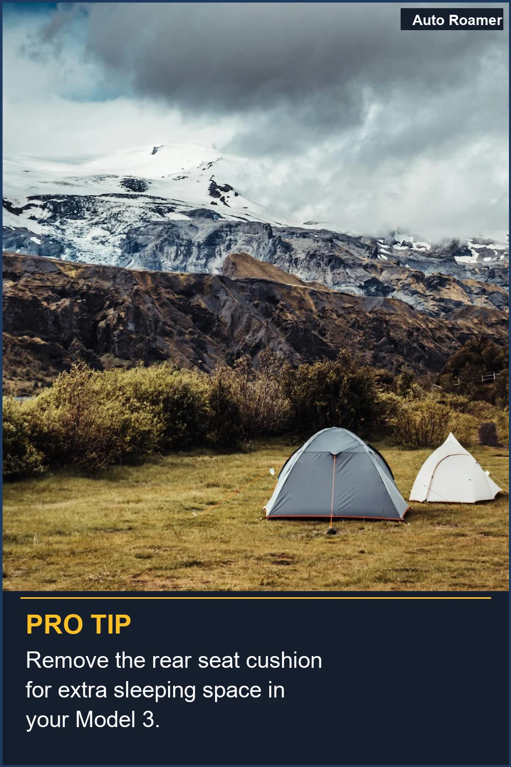 Remove the rear seat cushion for extra sleeping space in your Model 3.