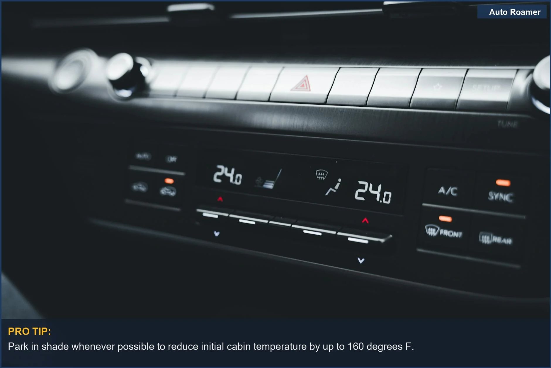 Detailed view of car's digital display showing temperature settings for climate control.