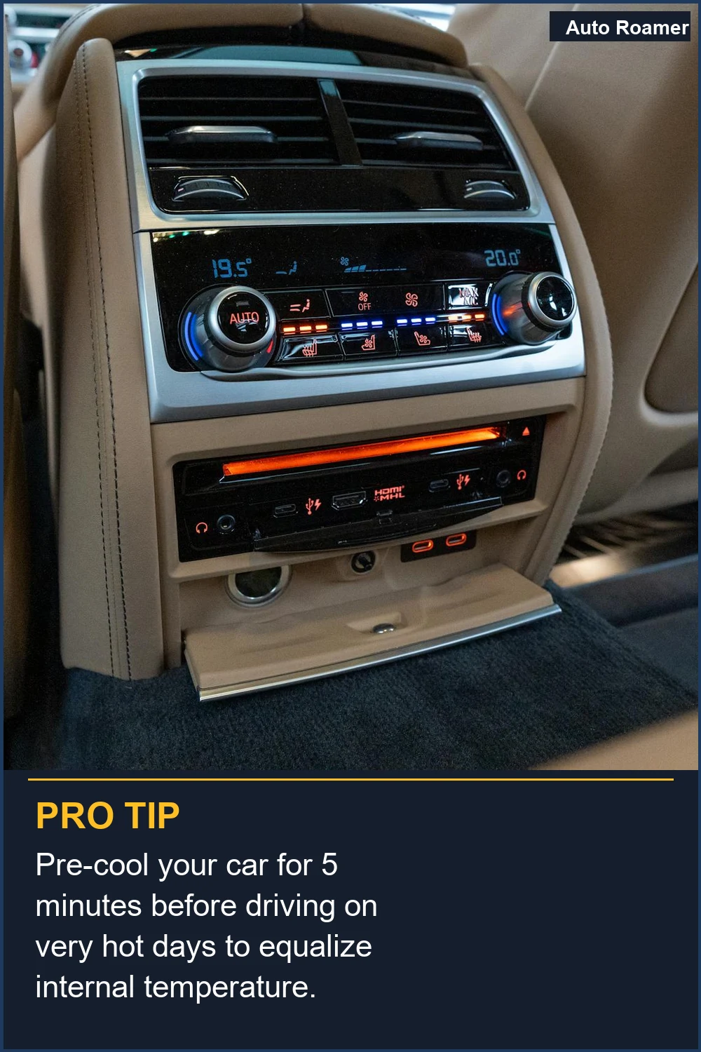 Pre-cool your car for 5 minutes before driving on very hot days to equalize internal temperature.