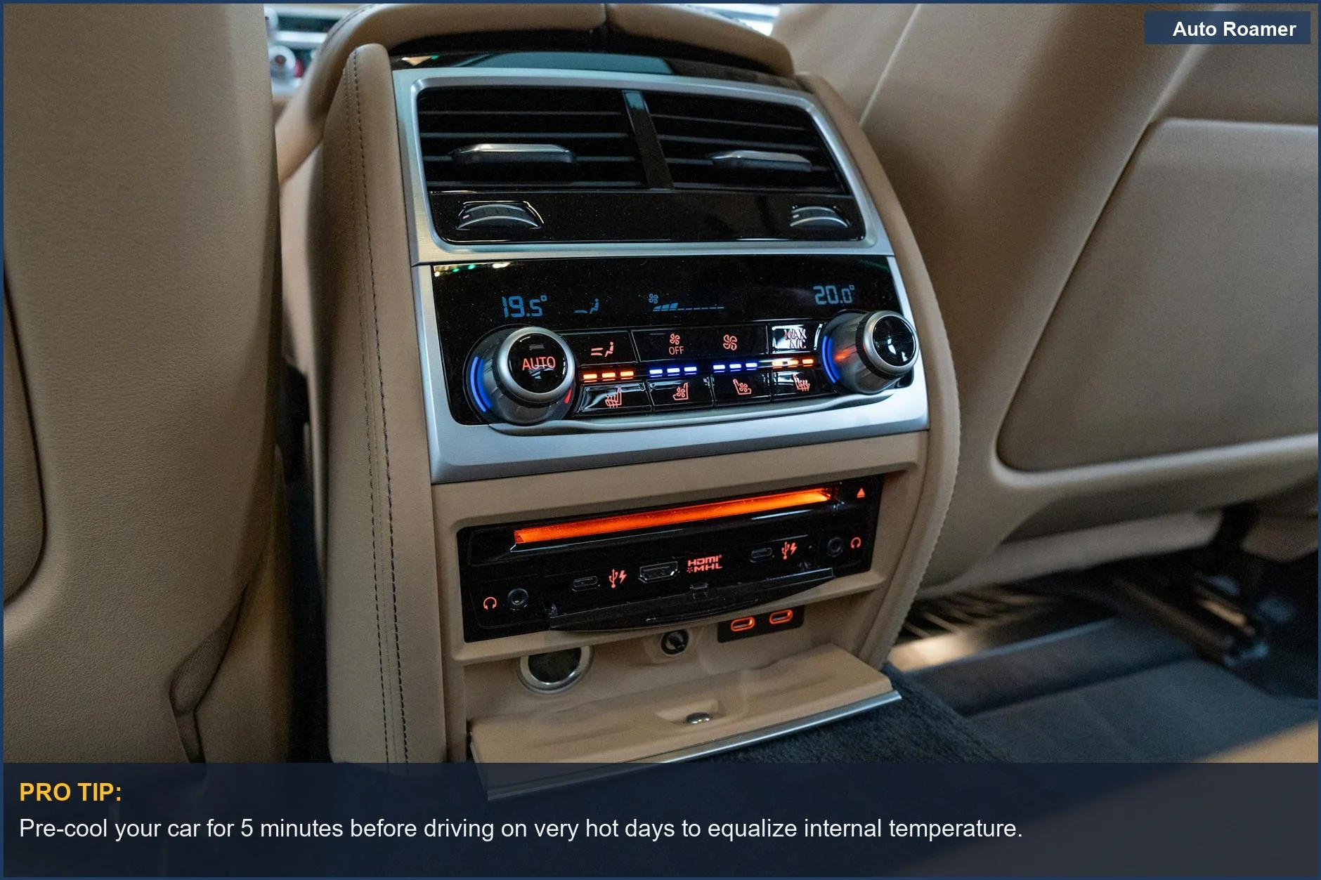 Modern car interior with advanced digital climate control interface for optimal cabin temperature.