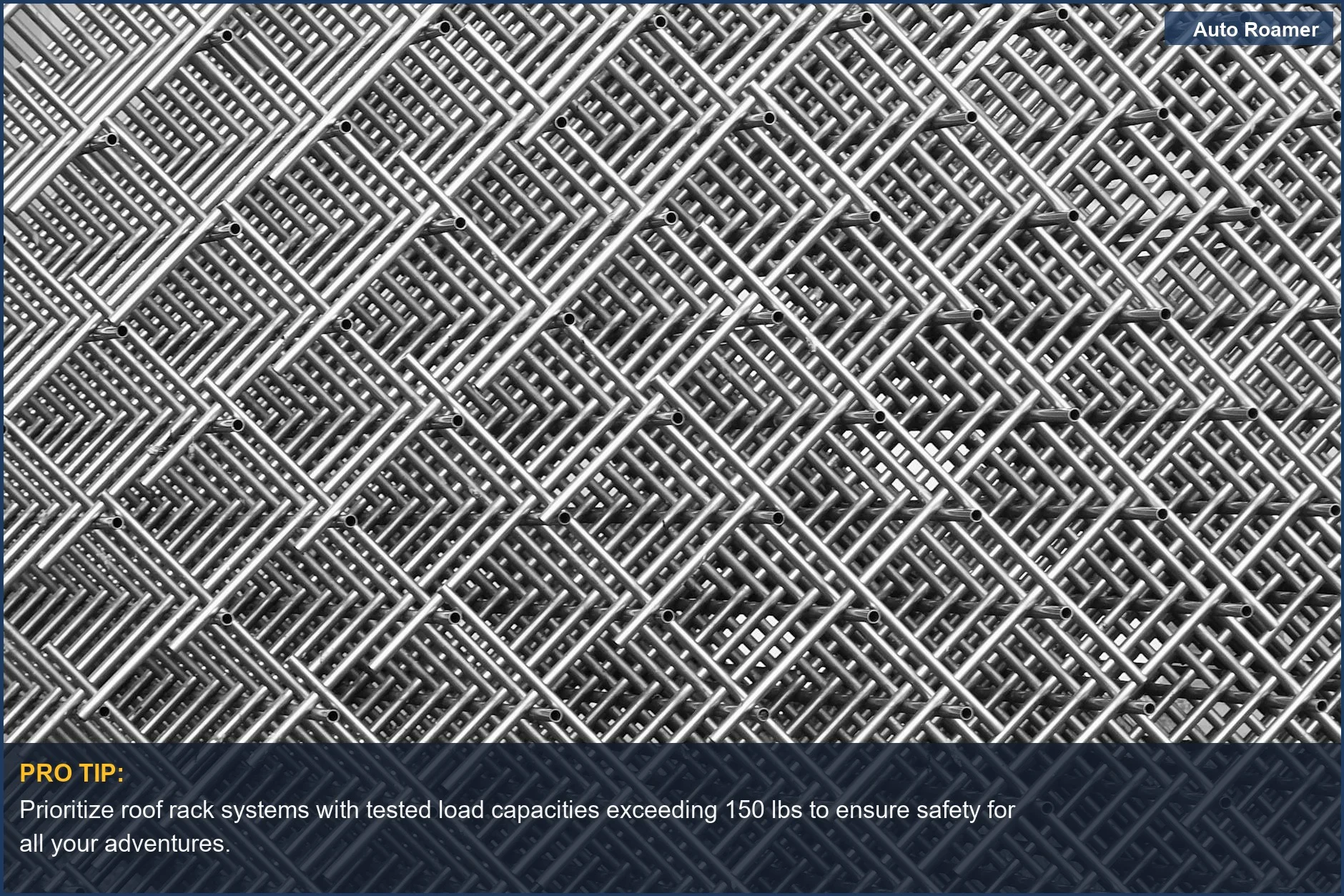 Investigating Yakima vs Thule roof racks: Symmetrical metal grid pattern emphasizes structural integrity and engineering excellence for outdoor gear.