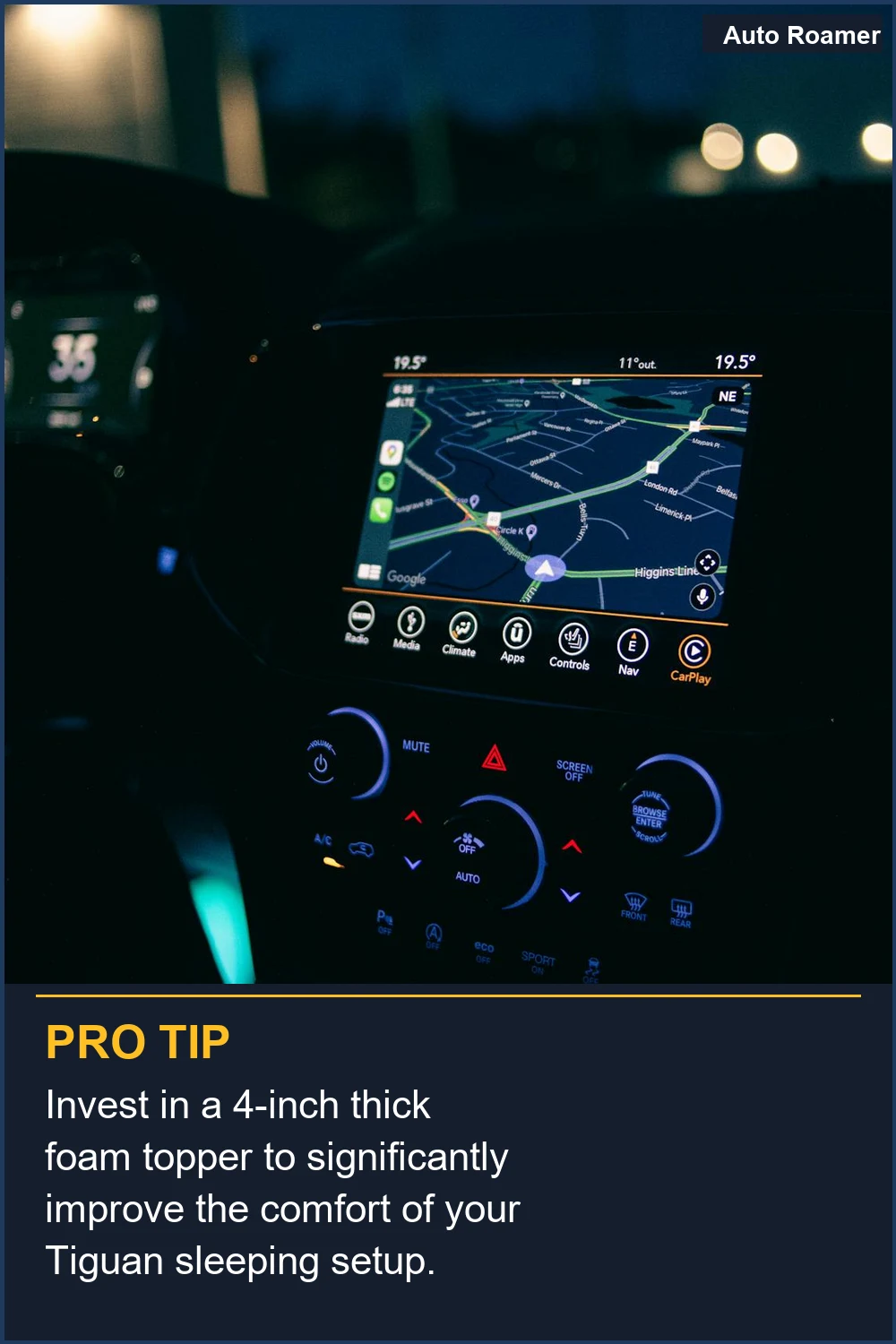 Invest in a 4-inch thick foam topper to significantly improve the comfort of your Tiguan sleeping setup.