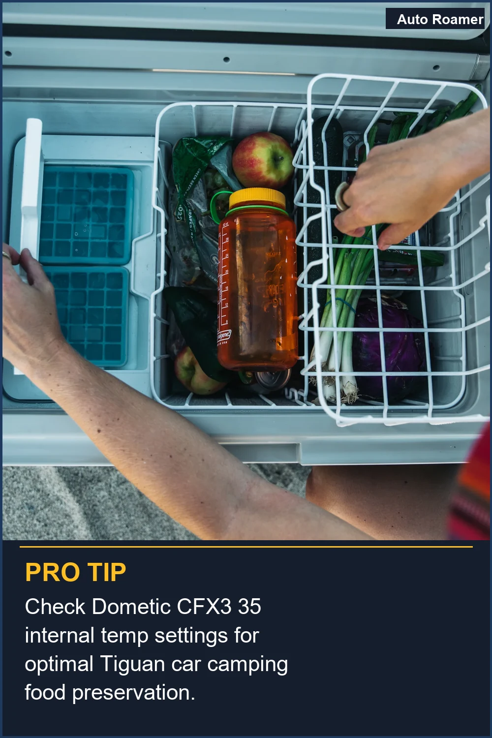 Check Dometic CFX3 35 internal temp settings for optimal Tiguan car camping food preservation.