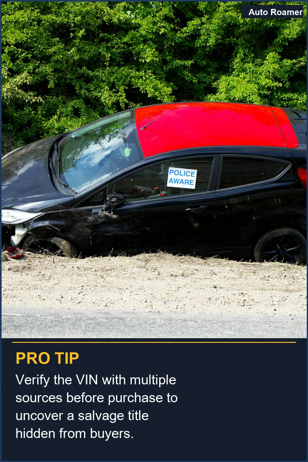 Verify the VIN with multiple sources before purchase to uncover a salvage title hidden from buyers.