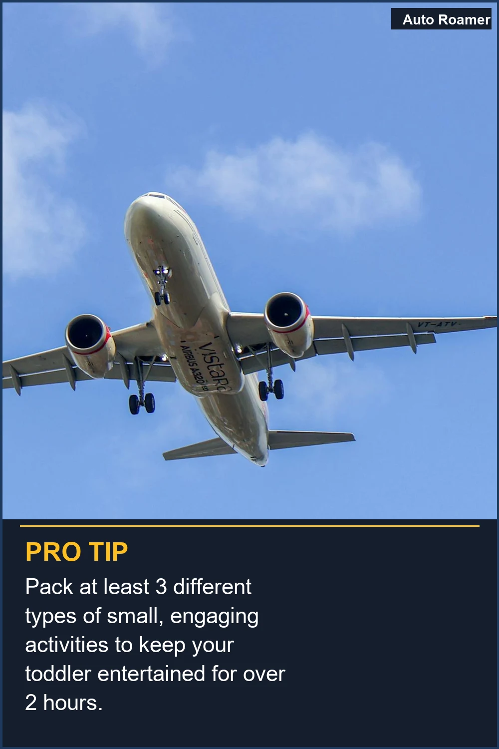 Pack at least 3 different types of small, engaging activities to keep your toddler entertained for over 2 hours.