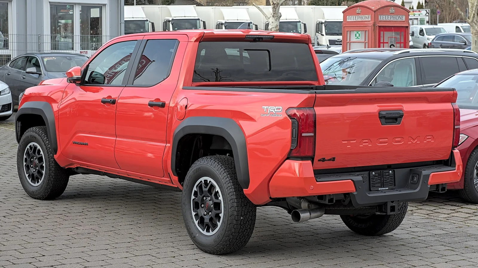 The bed of a current Toyota Tacoma TRD, the cargo box whose length this comparison measures against the Maverick for a sleeping platform.