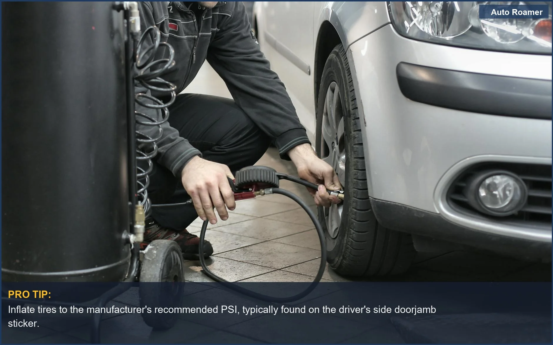 Mechanic precisely adjusting tire pressure on a car, highlighting the importance of proper inflation.