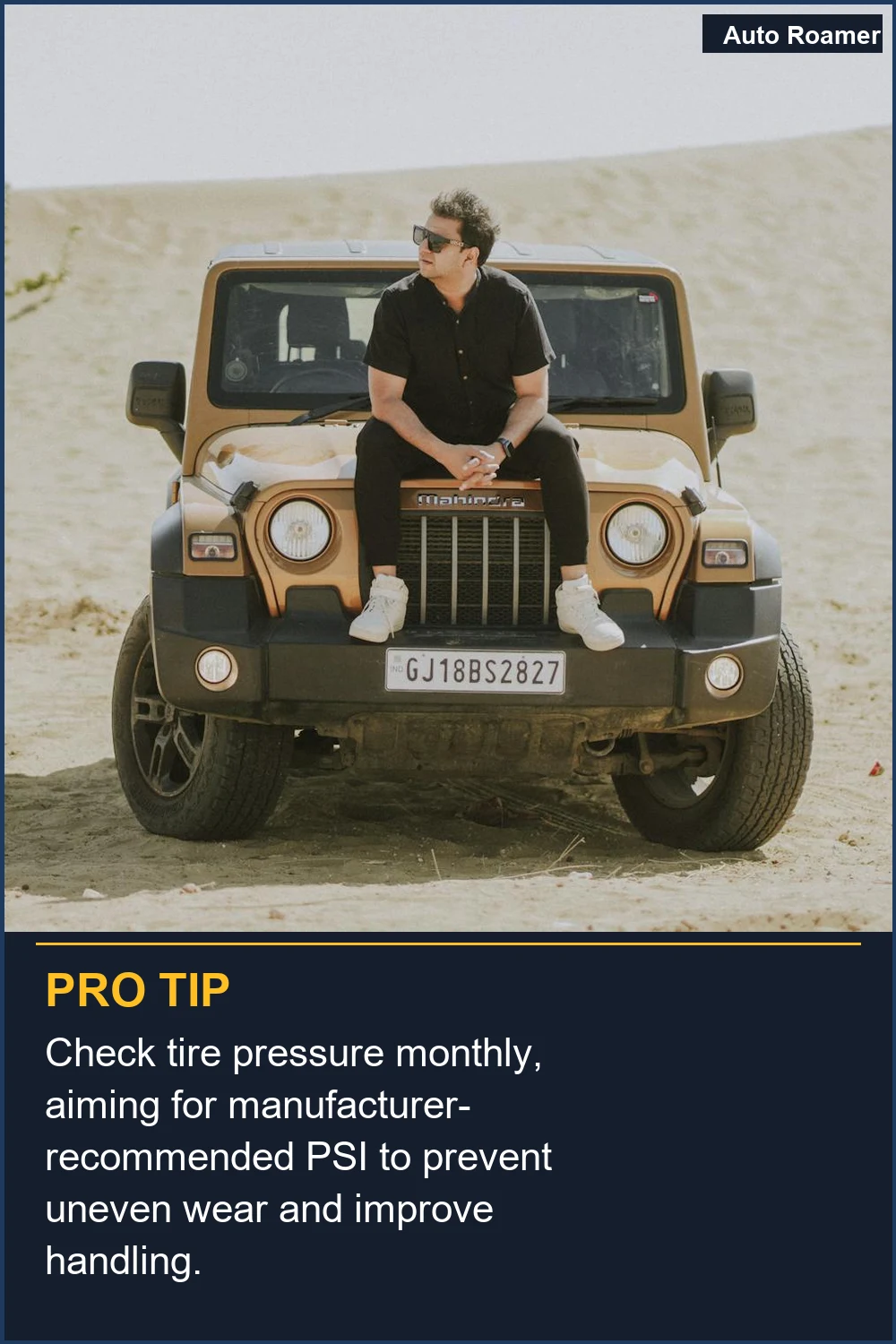 Check tire pressure monthly, aiming for manufacturer-recommended PSI to prevent uneven wear and improve handling.