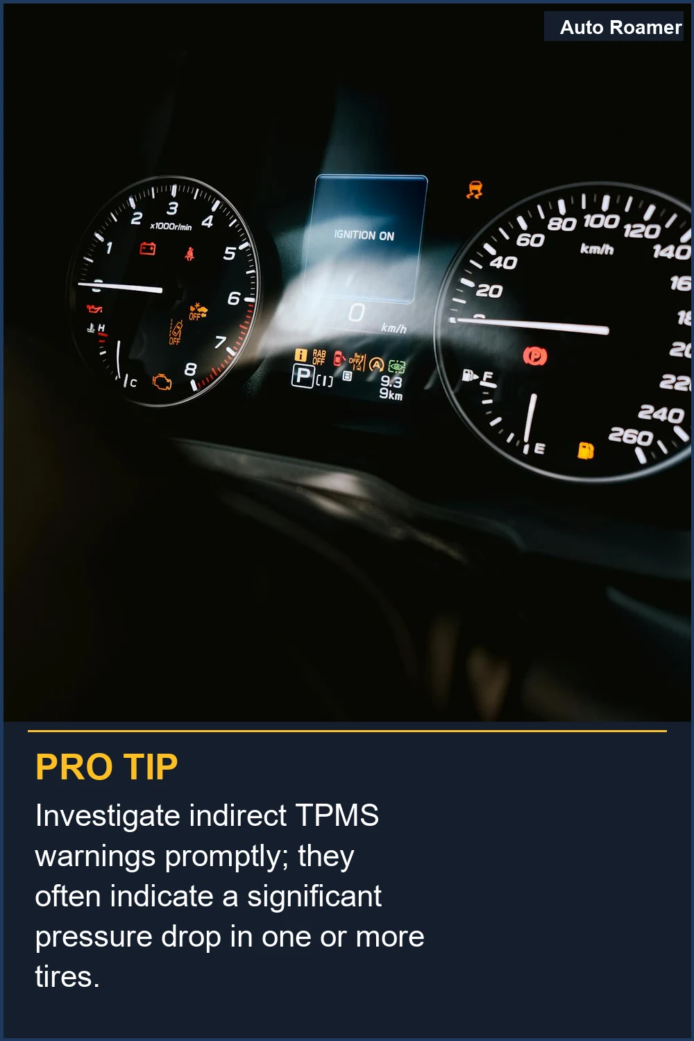 Investigue las advertencias del TPMS indirecto de inmediato; a menudo indican una caída significativa de presión en uno o más neumáticos.