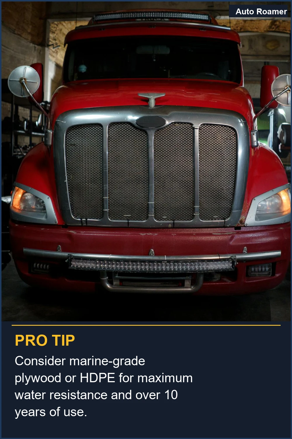 Consider marine-grade plywood or HDPE for maximum water resistance and over 10 years of use.