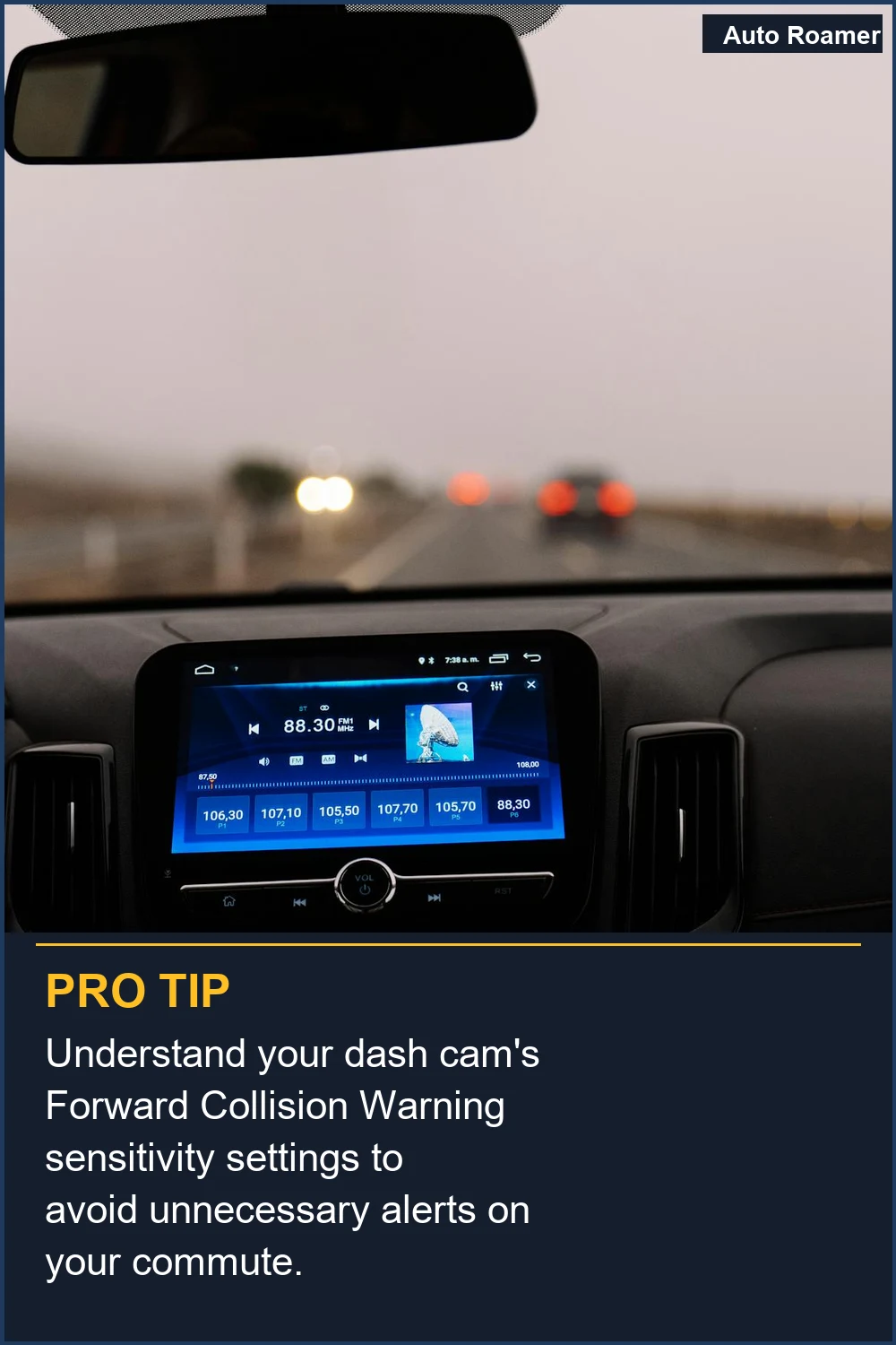 Understand your dash cam's Forward Collision Warning sensitivity settings to avoid unnecessary alerts on your commute.
