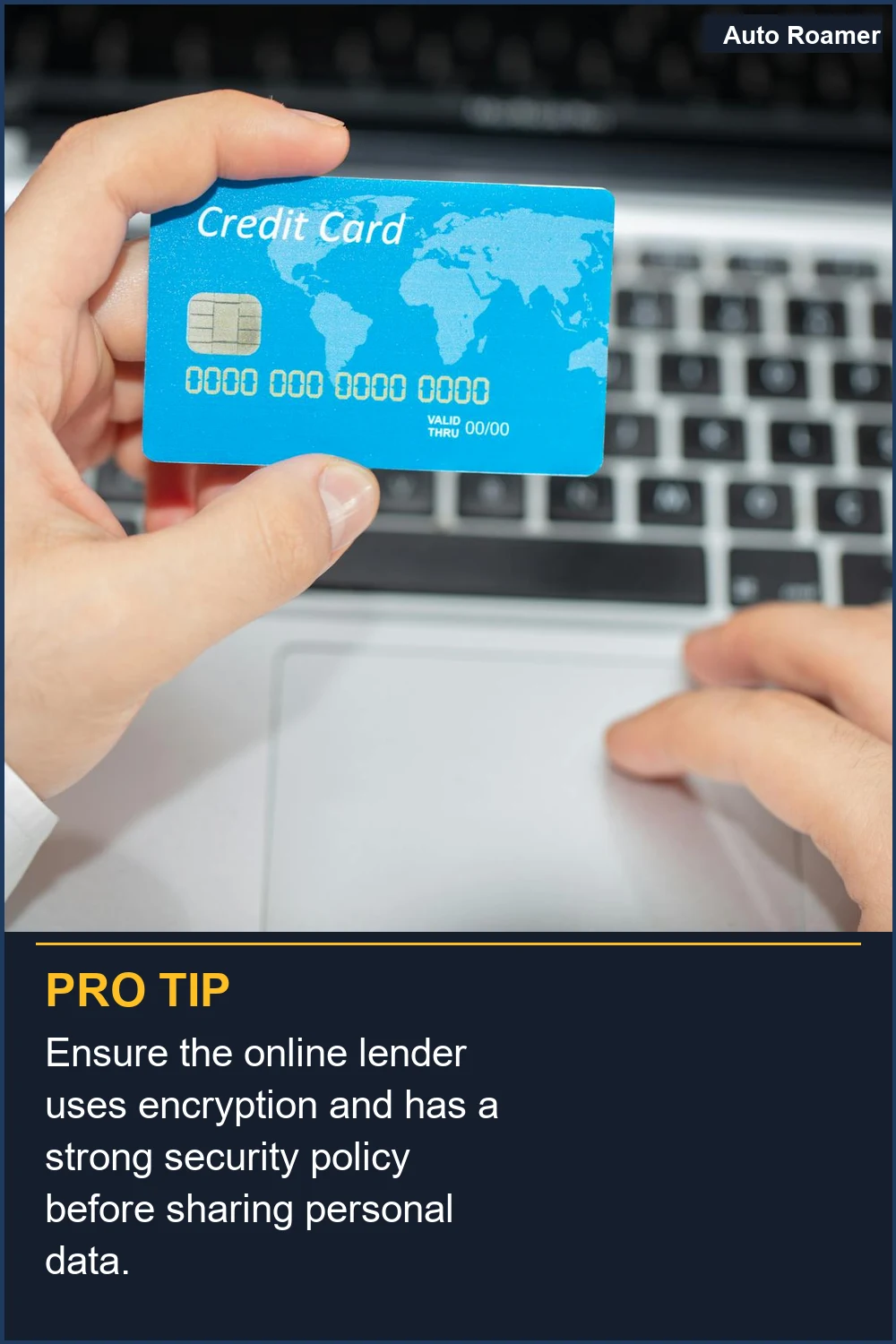 Ensure the online lender uses encryption and has a strong security policy before sharing personal data.