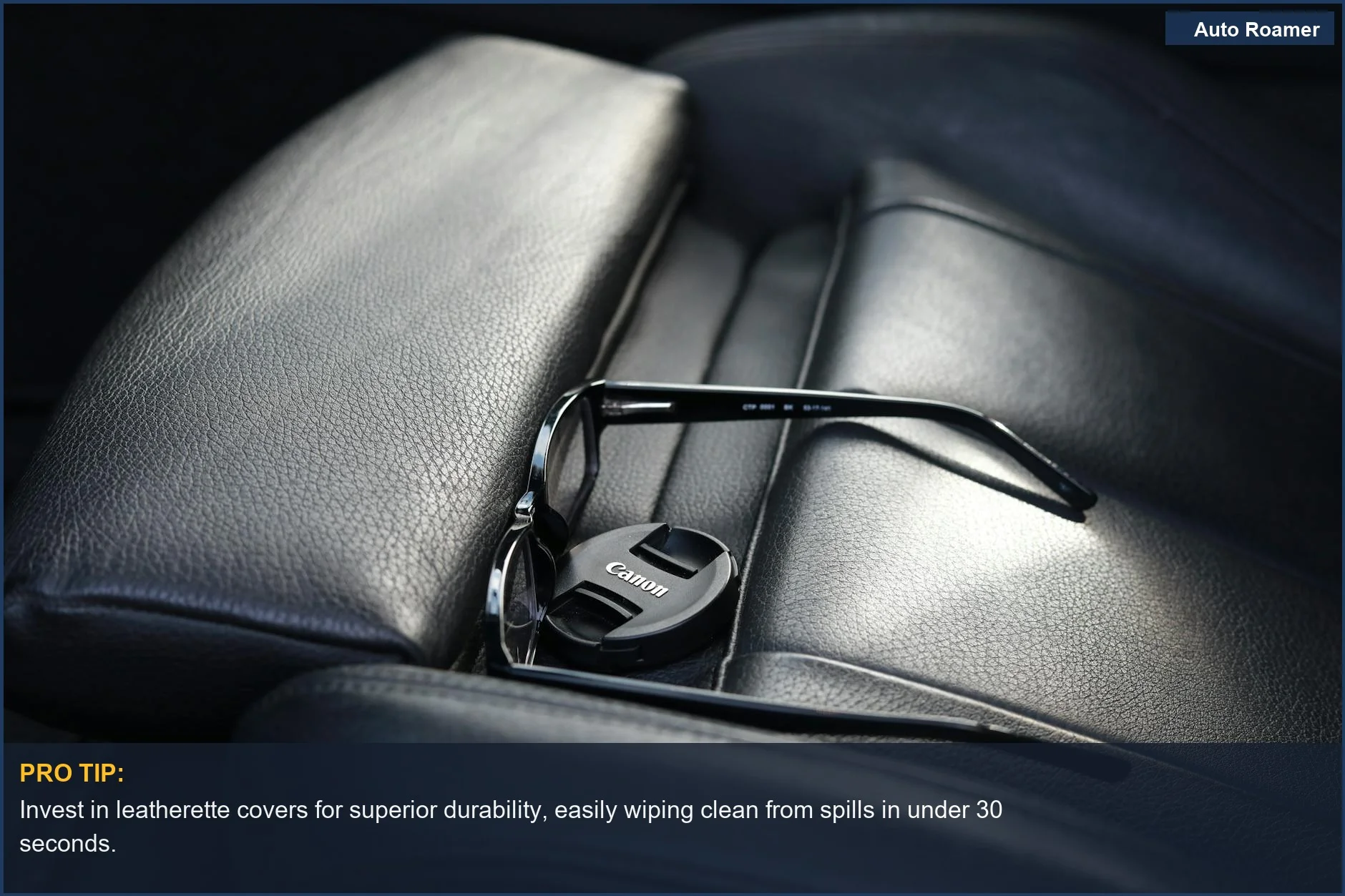 Modern car interior with black leatherette car seat covers protecting against spills and wear.