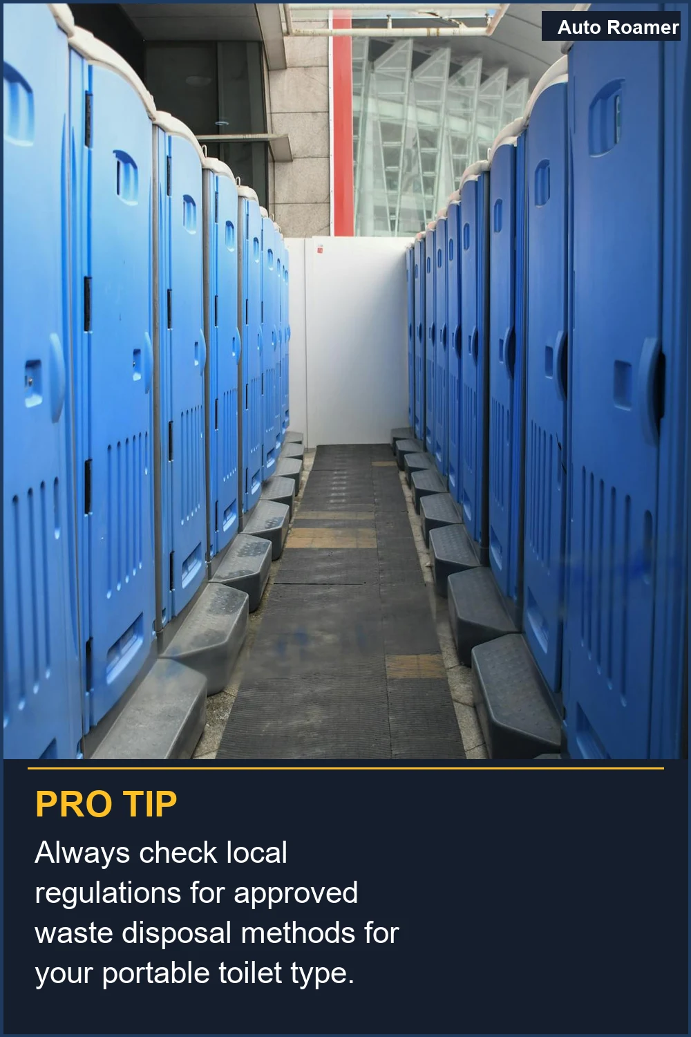 Always check local regulations for approved waste disposal methods for your portable toilet type.