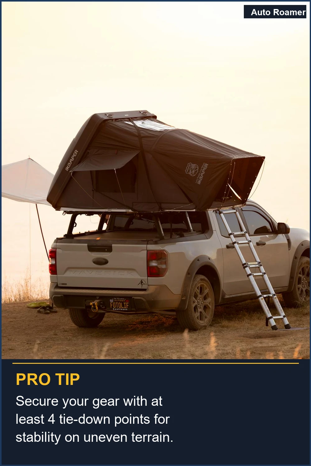 Secure your gear with at least 4 tie-down points for stability on uneven terrain.
