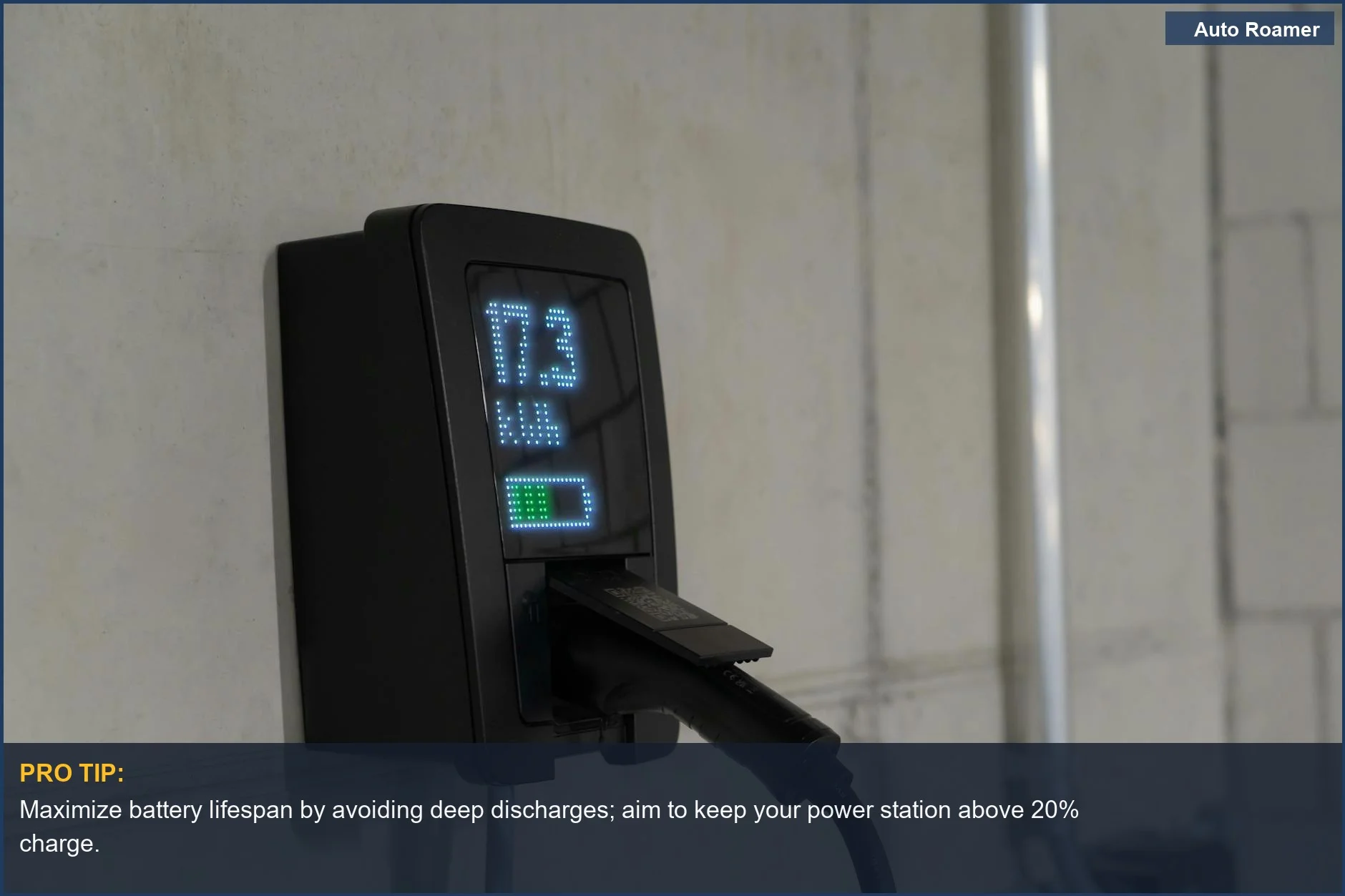 Detailed view of an electric vehicle charging station, highlighting the charging technology relevant to battery health.