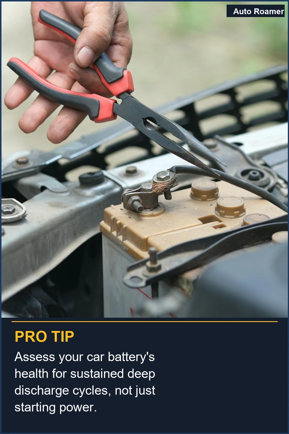 Assess your car battery's health for sustained deep discharge cycles, not just starting power.