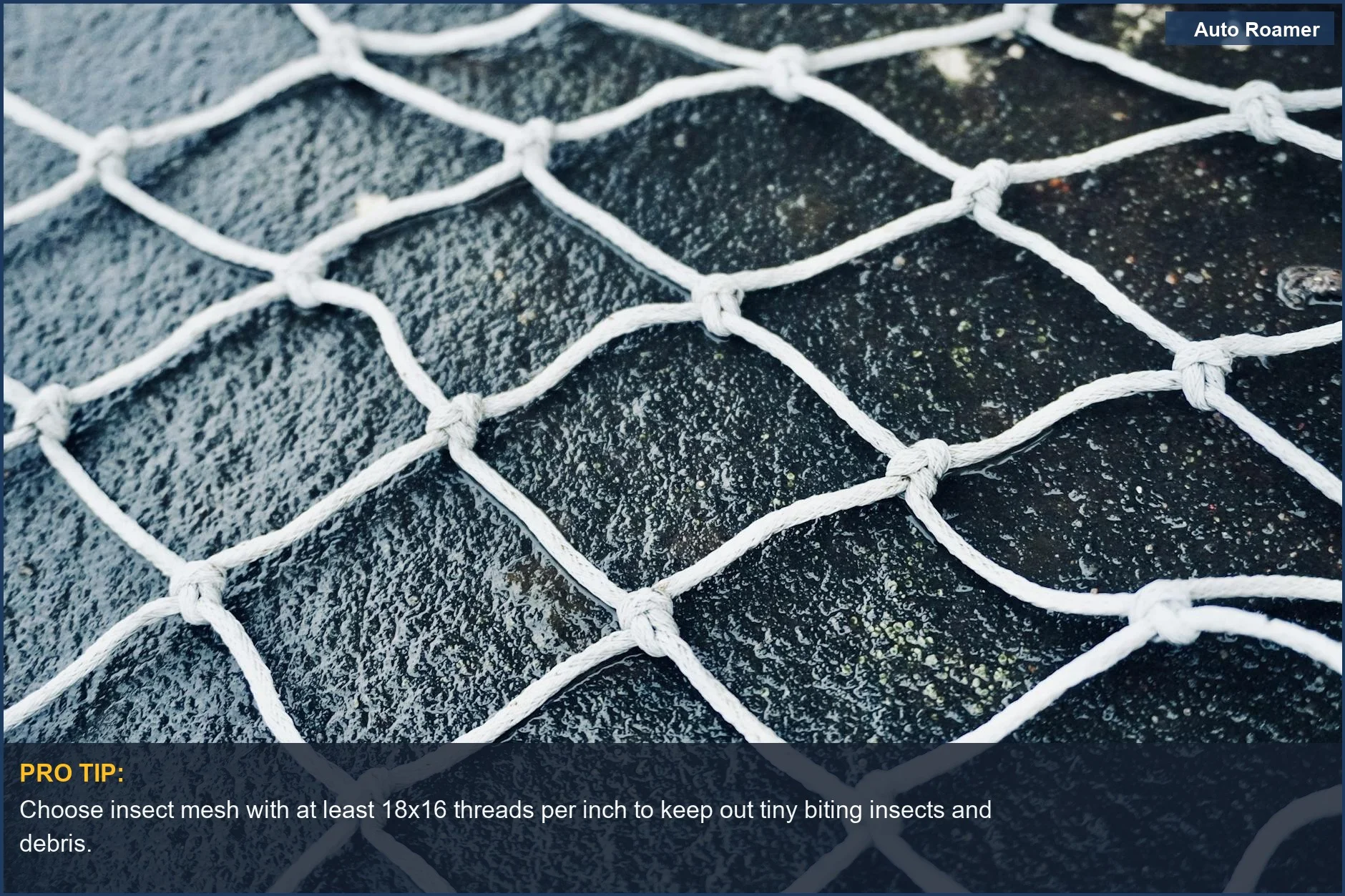 White netting with a clear grid pattern, essential for effective insect mesh on car camping windows.