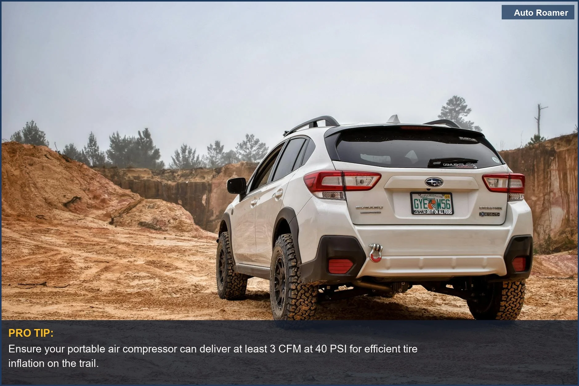 White SUV powers through sandy desert, demonstrating off-road capability and the need for reliable tire inflation.