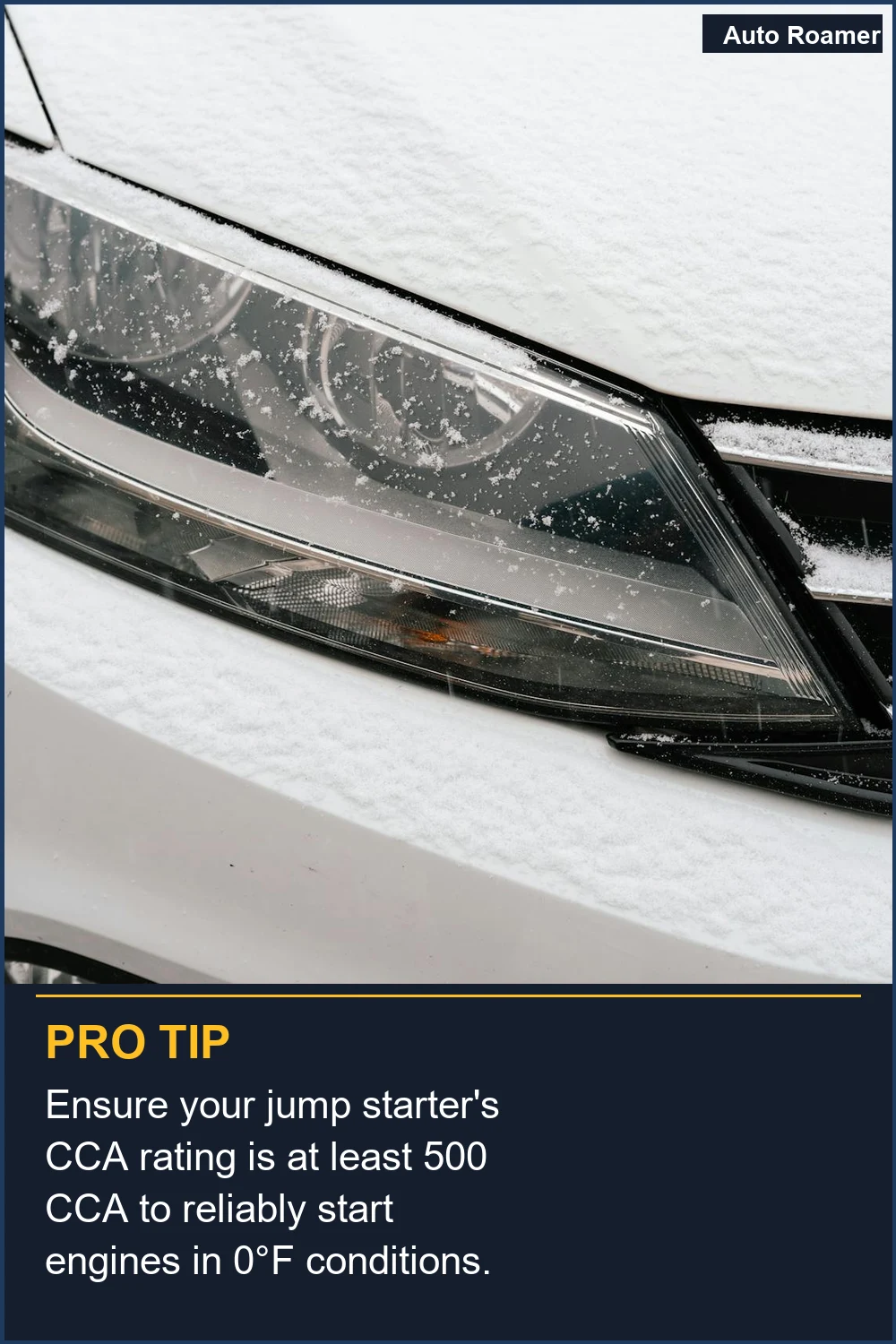 Ensure your jump starter's CCA rating is at least 500 CCA to reliably start engines in 0°F conditions.
