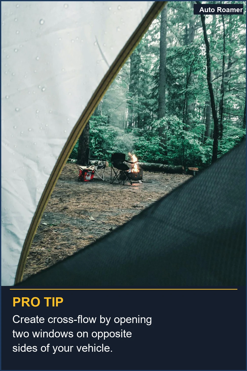 Create cross-flow by opening two windows on opposite sides of your vehicle.