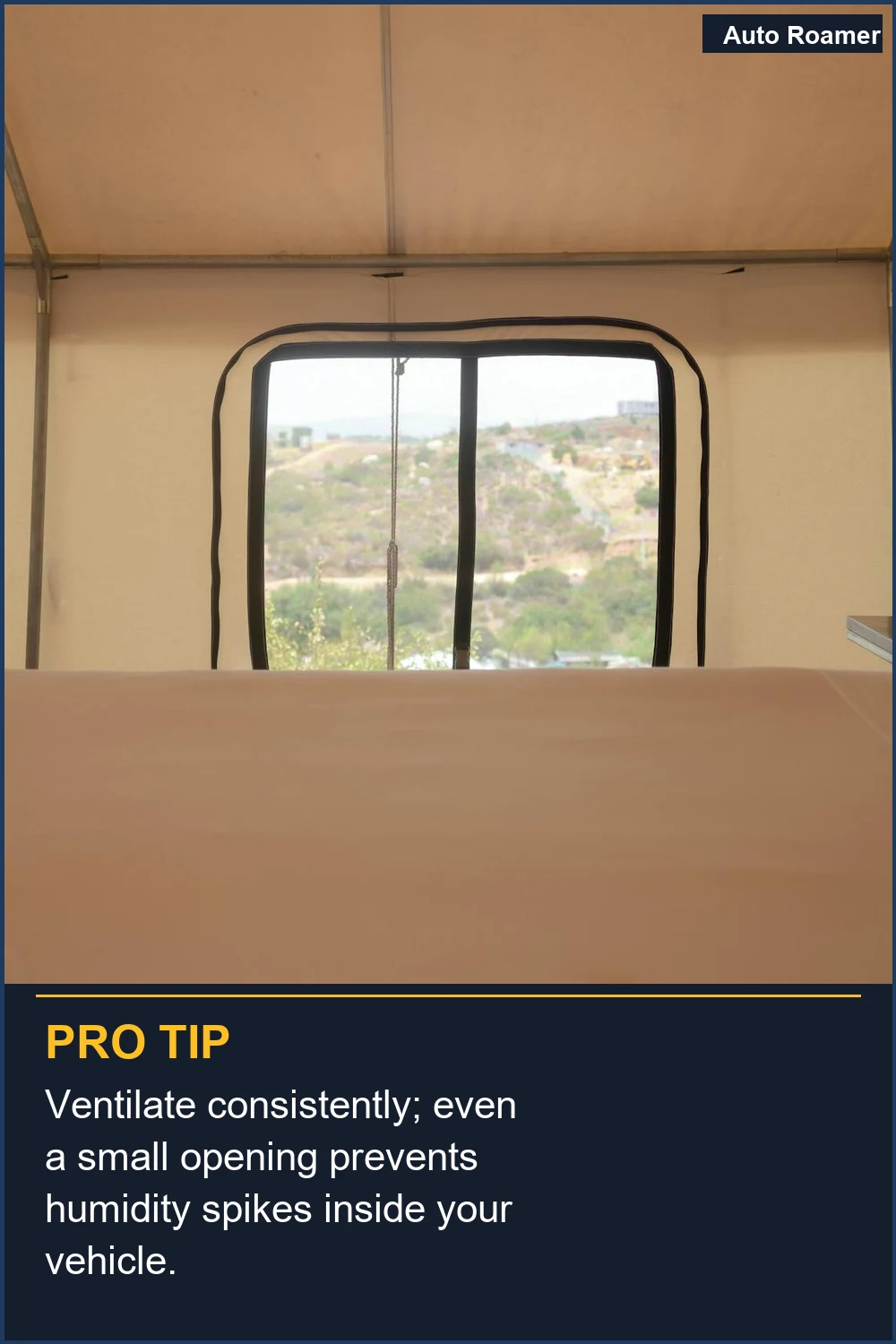 Ventilate consistently; even a small opening prevents humidity spikes inside your vehicle.