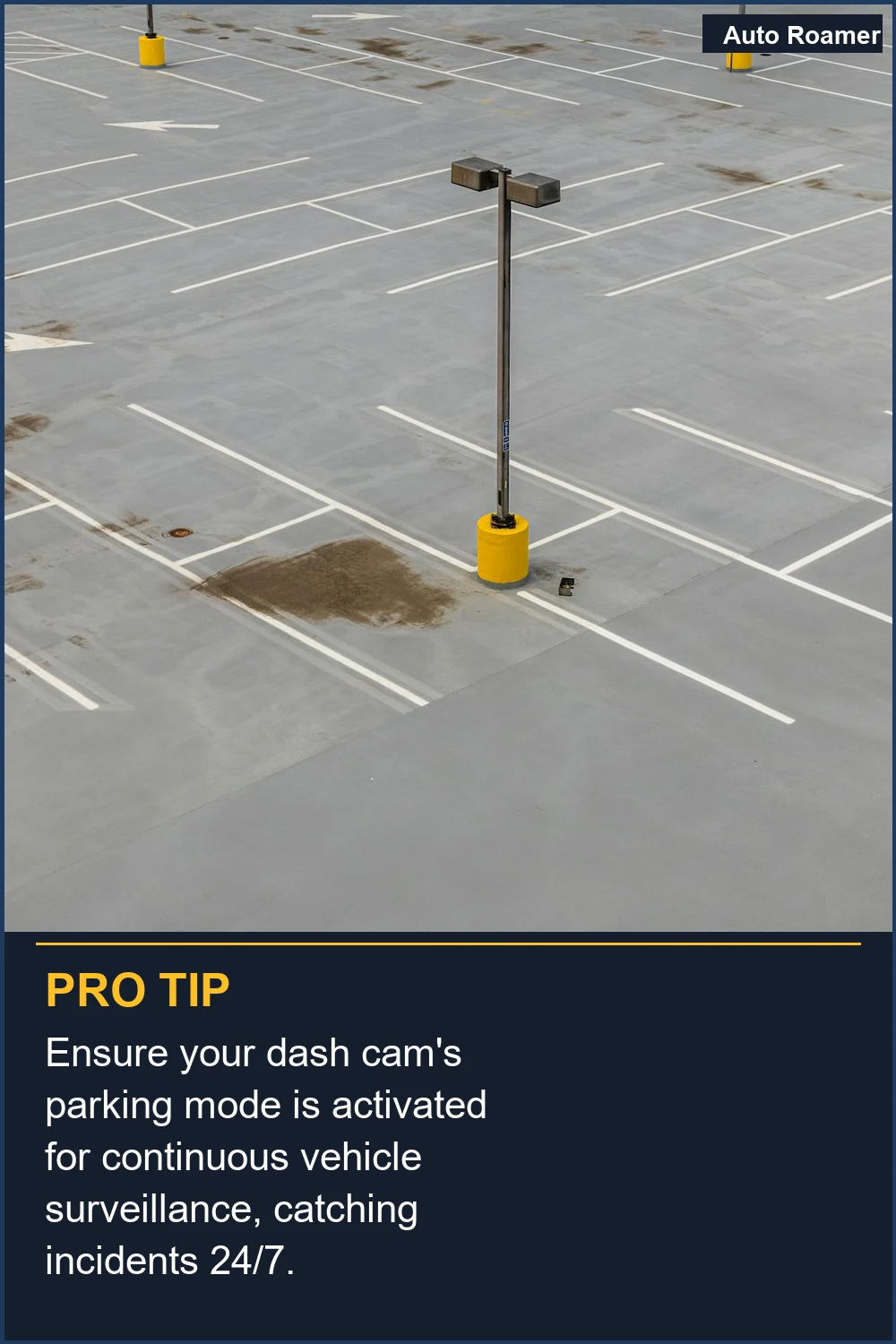 Ensure your dash cam's parking mode is activated for continuous vehicle surveillance, catching incidents 24/7.
