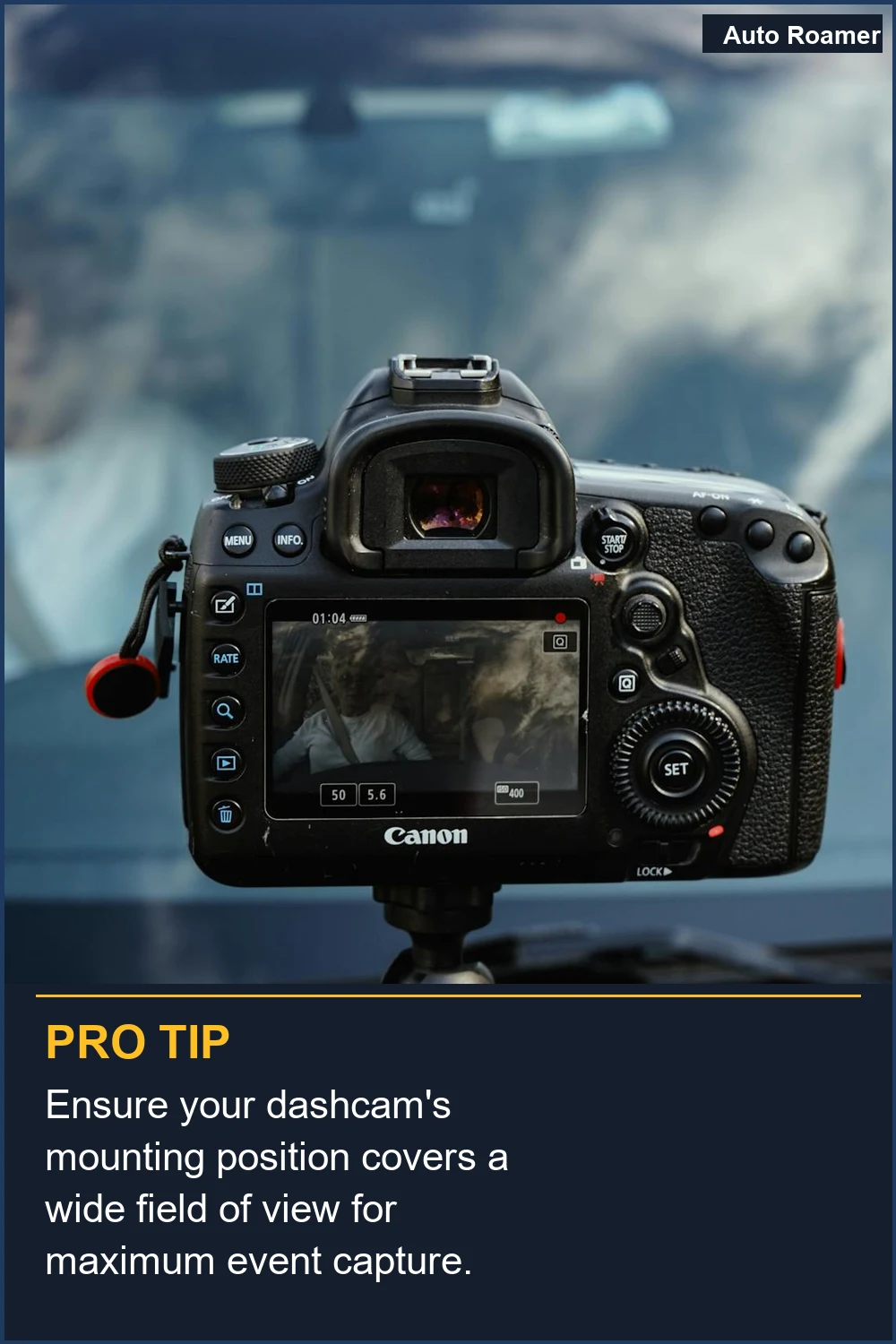 Ensure your dashcam's mounting position covers a wide field of view for maximum event capture.