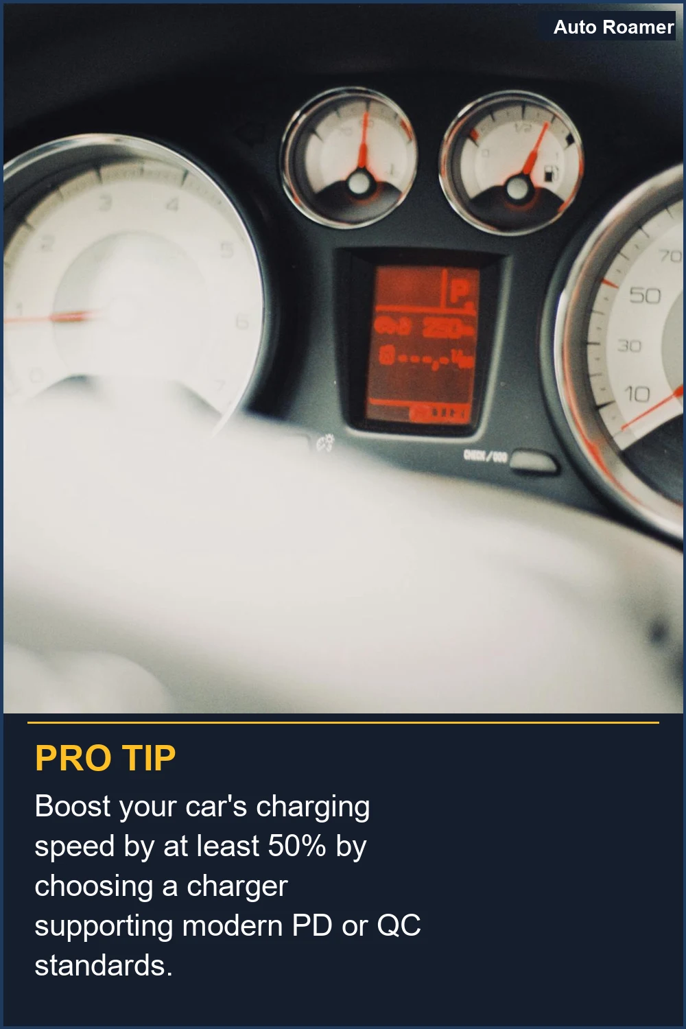 Boost your car's charging speed by at least 50% by choosing a charger supporting modern PD or QC standards.