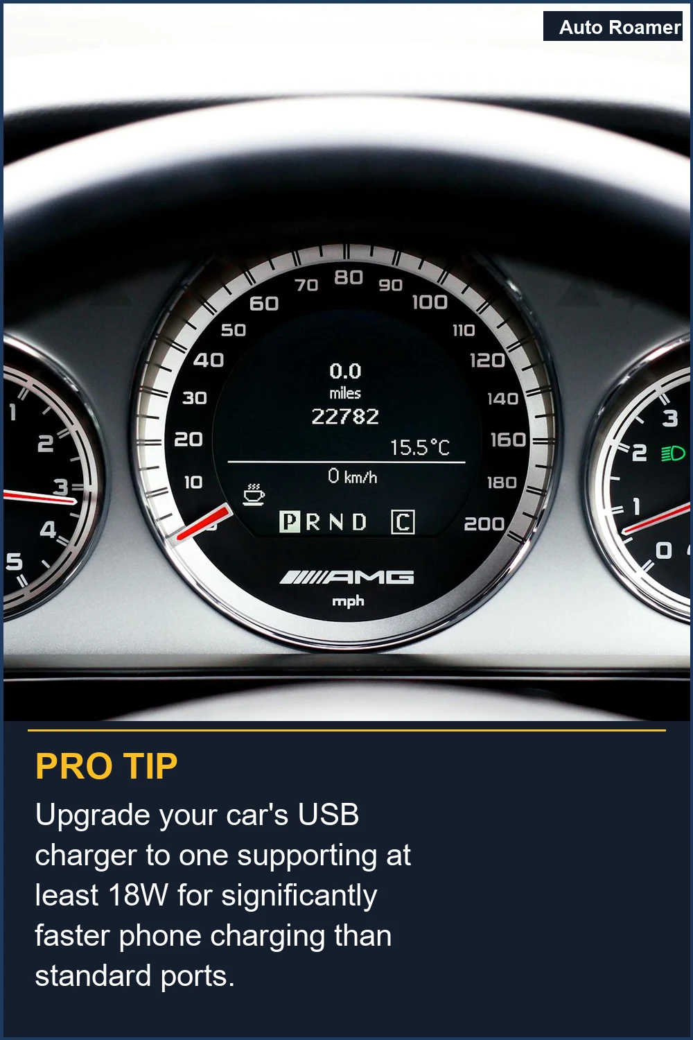 Upgrade your car's USB charger to one supporting at least 18W for significantly faster phone charging than standard ports.