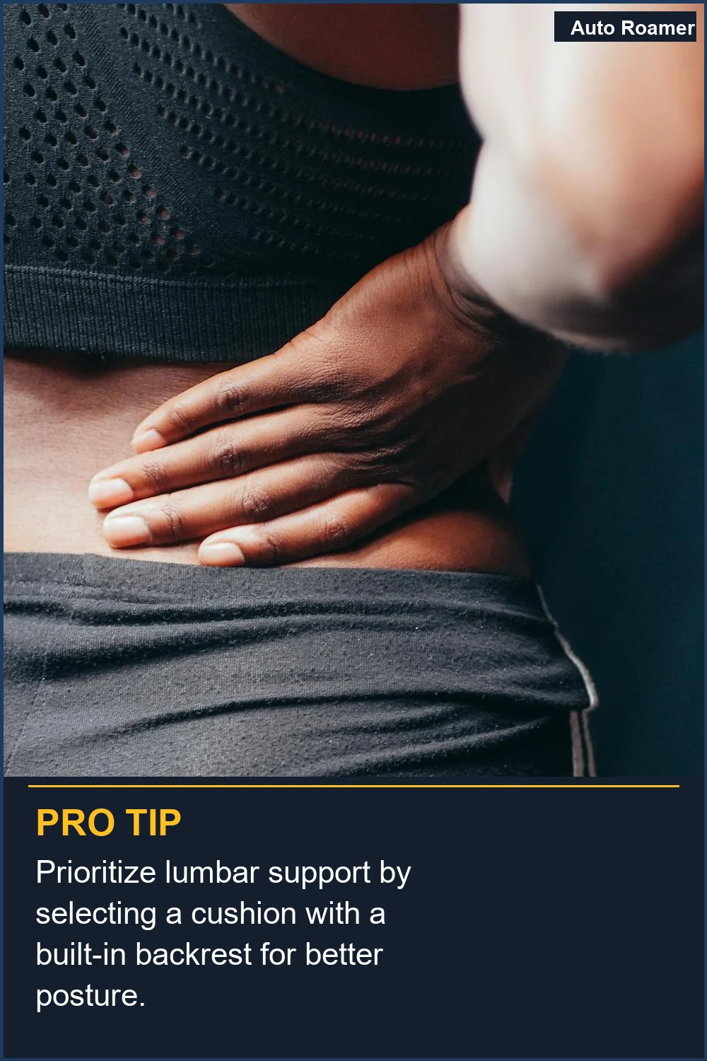 Prioriza el soporte lumbar seleccionando un cojín con respaldo incorporado para una mejor postura.