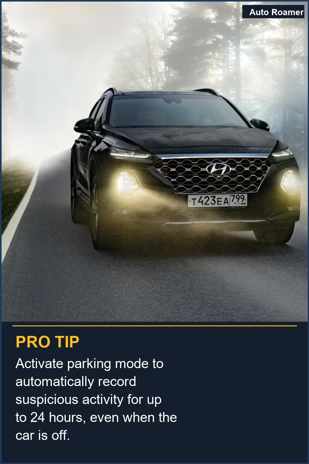 Activate parking mode to automatically record suspicious activity for up to 24 hours, even when the car is off.