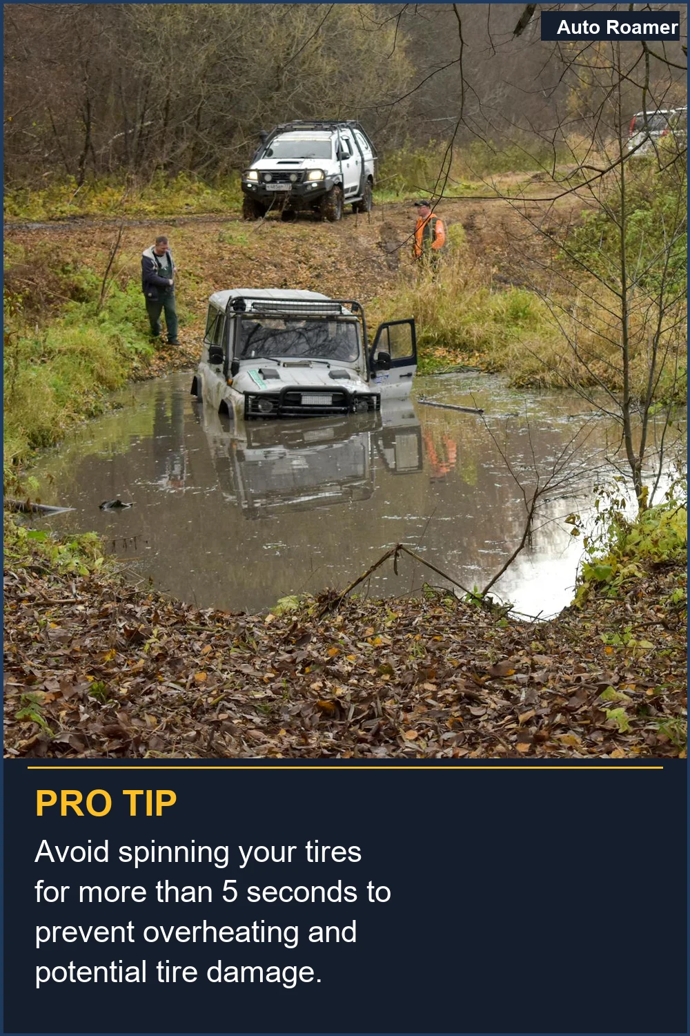 Avoid spinning your tires for more than 5 seconds to prevent overheating and potential tire damage.