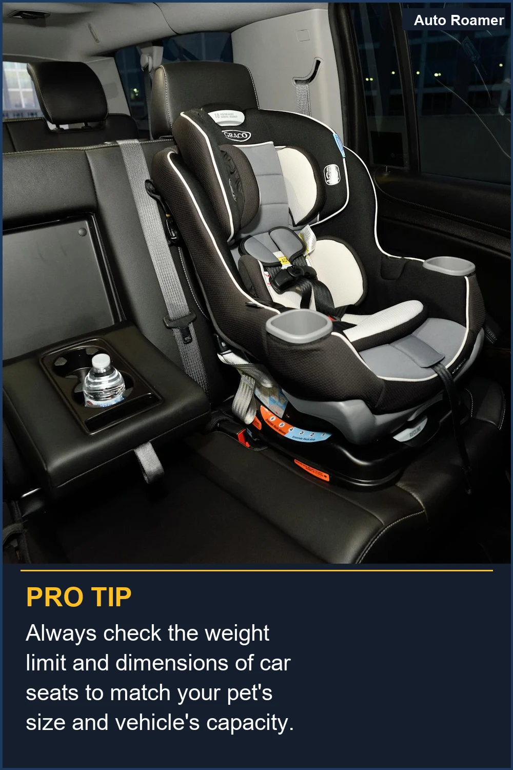 Always check the weight limit and dimensions of car seats to match your pet's size and vehicle's capacity.