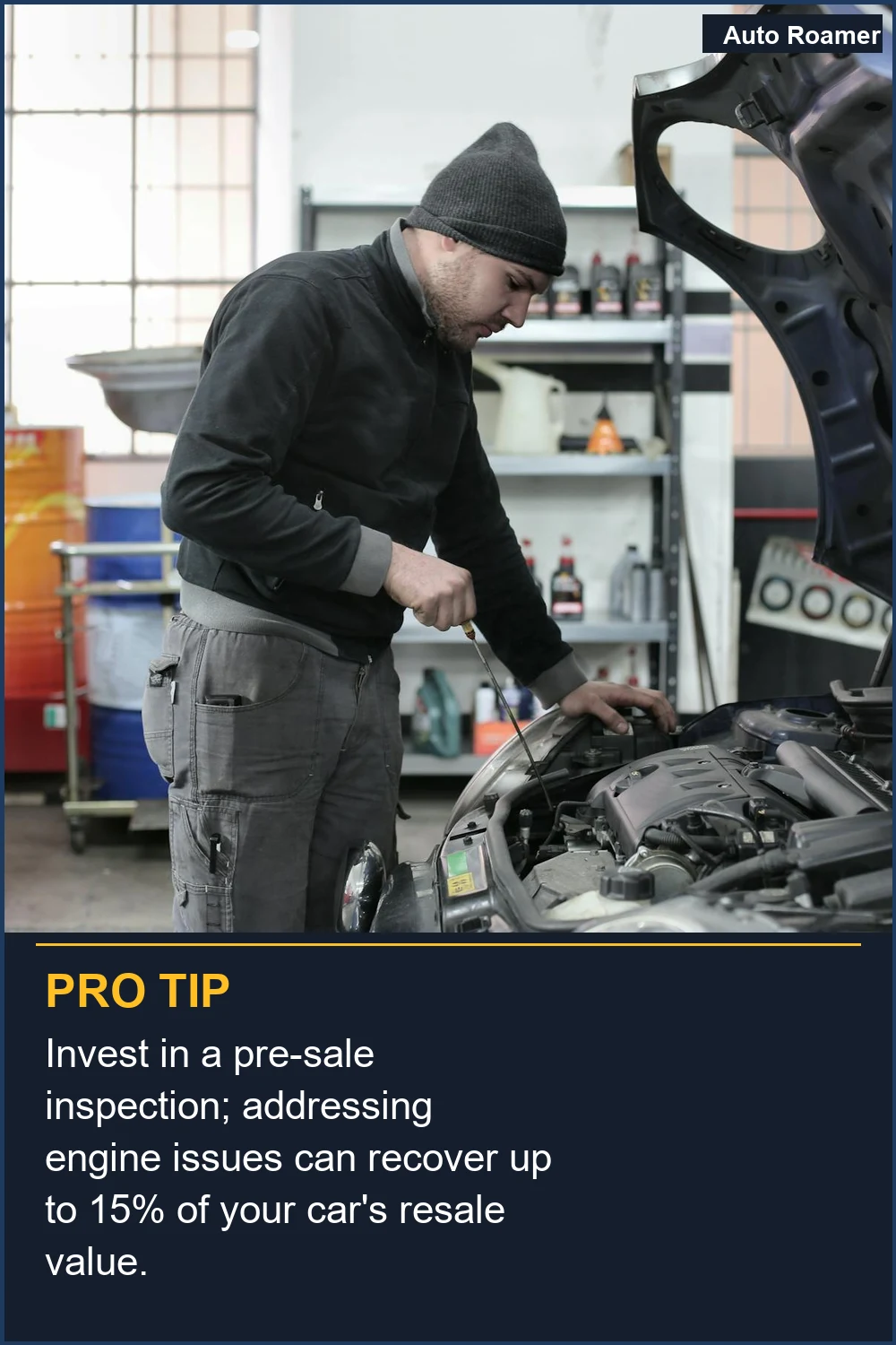 Invest in a pre-sale inspection; addressing engine issues can recover up to 15% of your car's resale value.