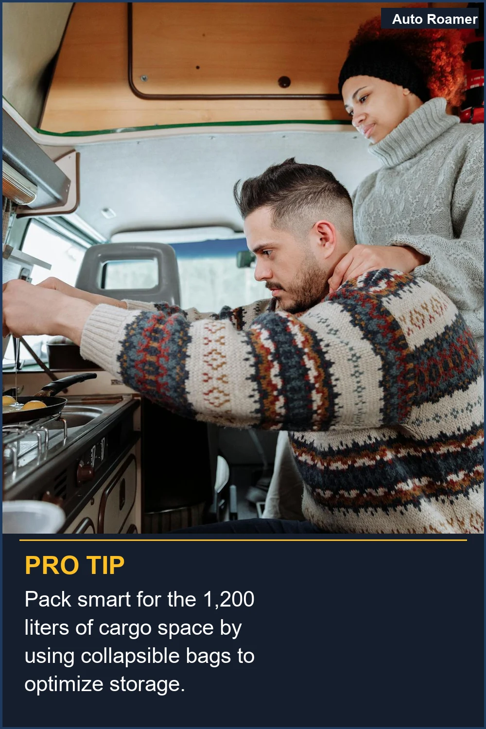 Pack smart for the 1,200 liters of cargo space by using collapsible bags to optimize storage.