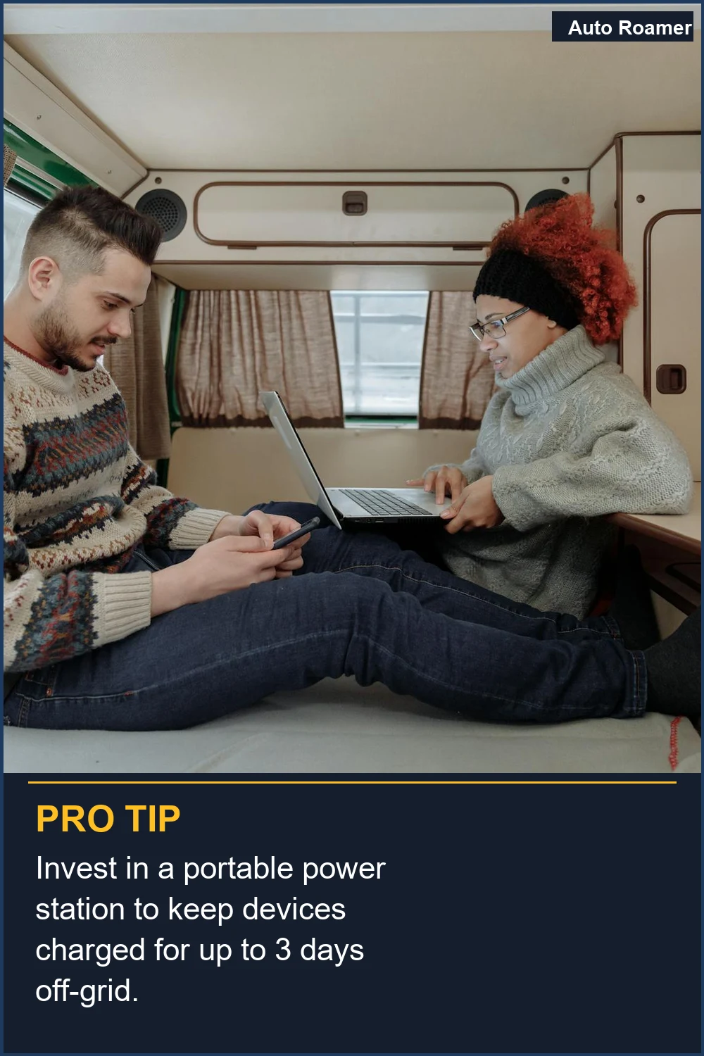 Invest in a portable power station to keep devices charged for up to 3 days off-grid.