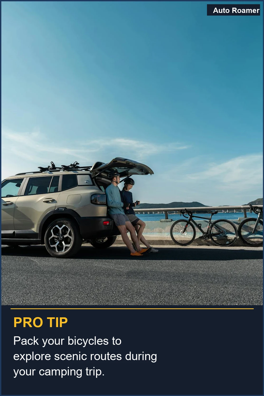 Pack your bicycles to explore scenic routes during your camping trip.