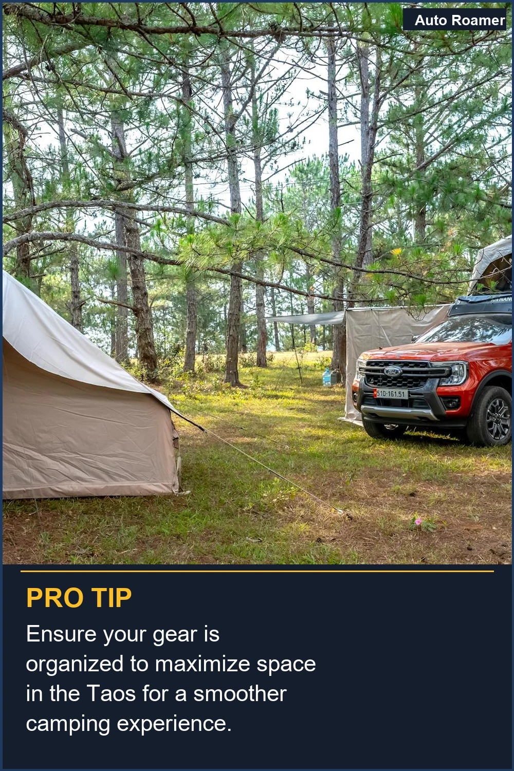 Ensure your gear is organized to maximize space in the Taos for a smoother camping experience.